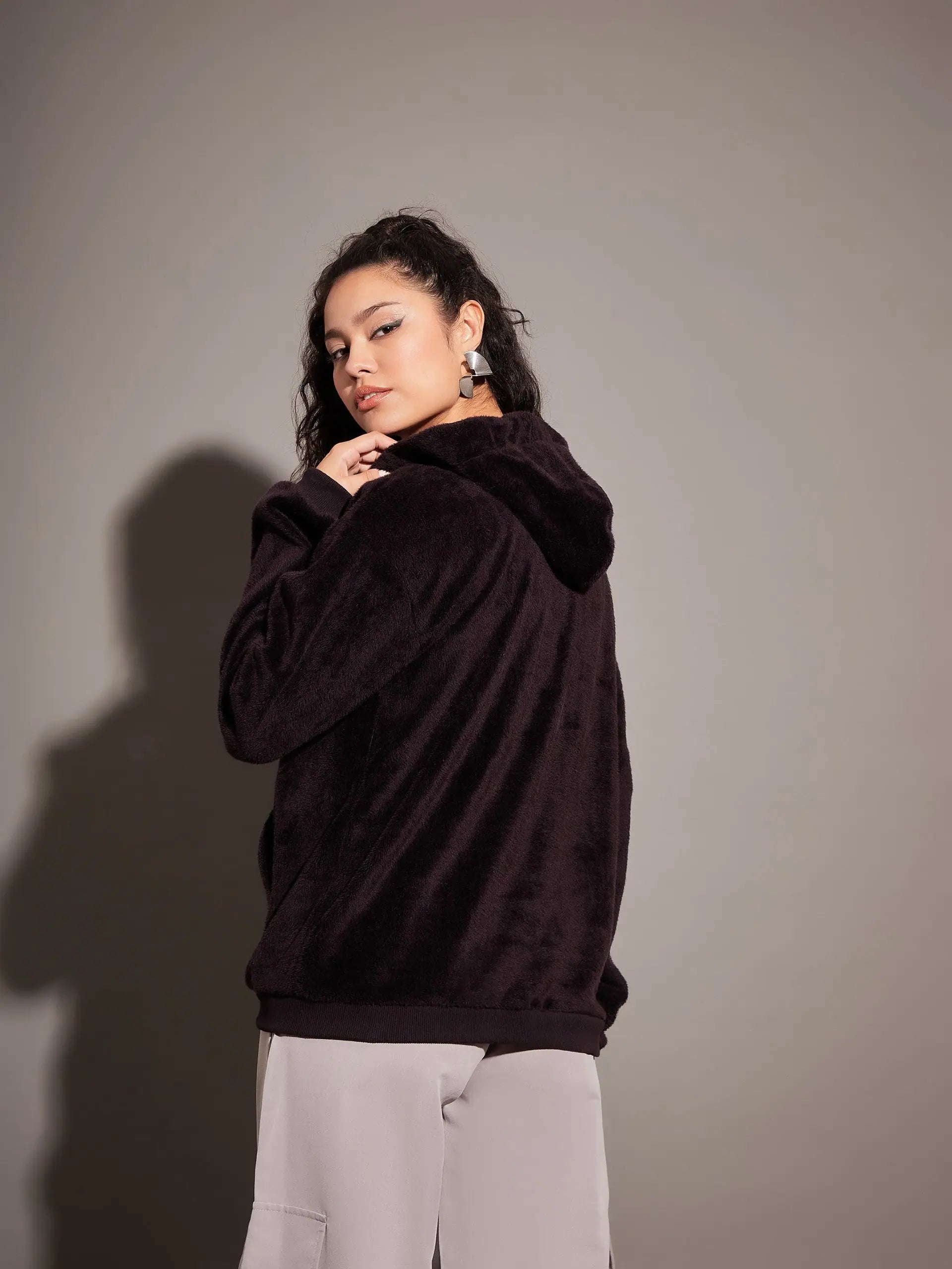 Black Fur Hooded Jacket | Women's Winter Coats & Outerwear