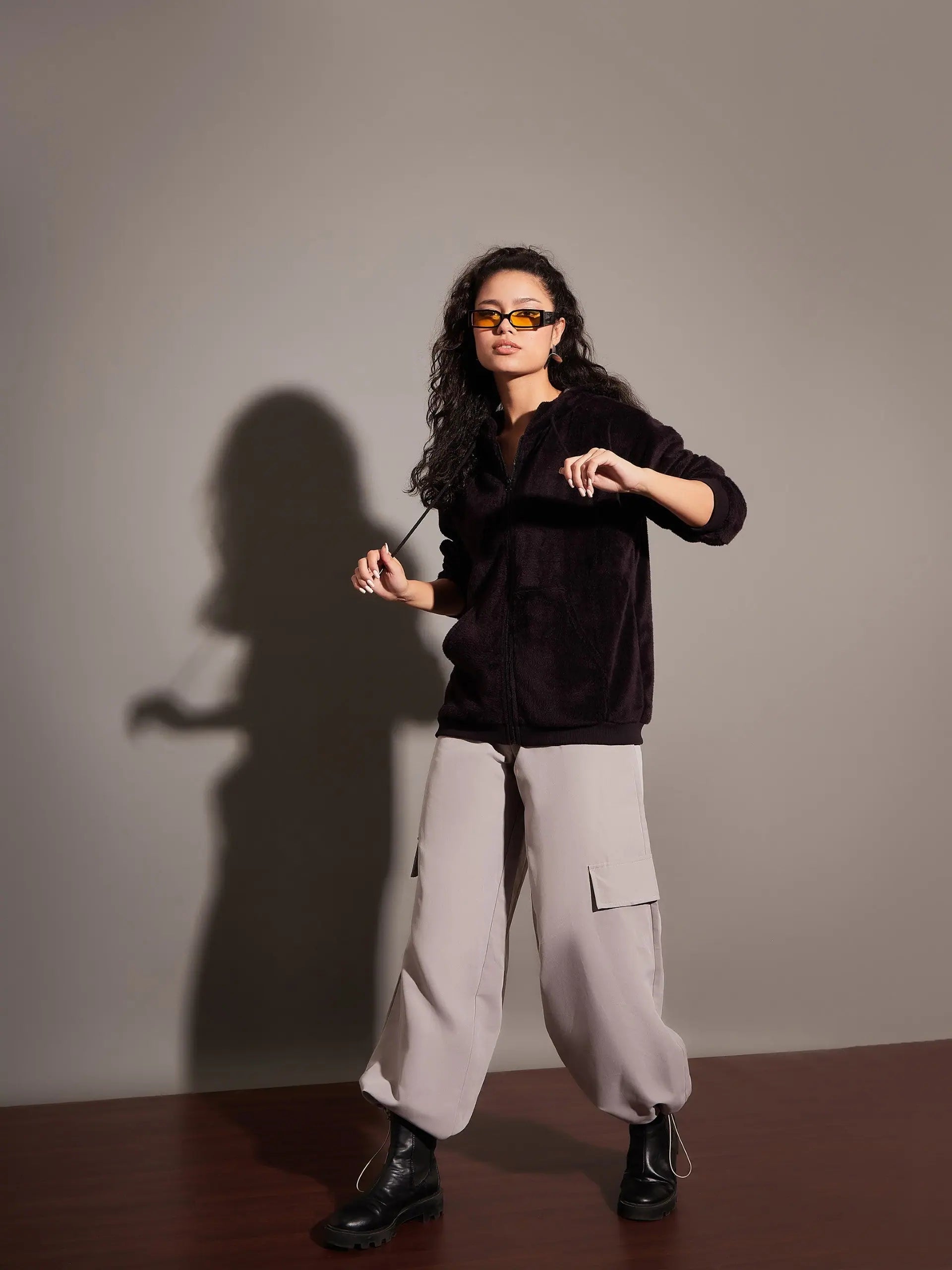 Black Fur Hooded Jacket | Women's Winter Coats & Outerwear