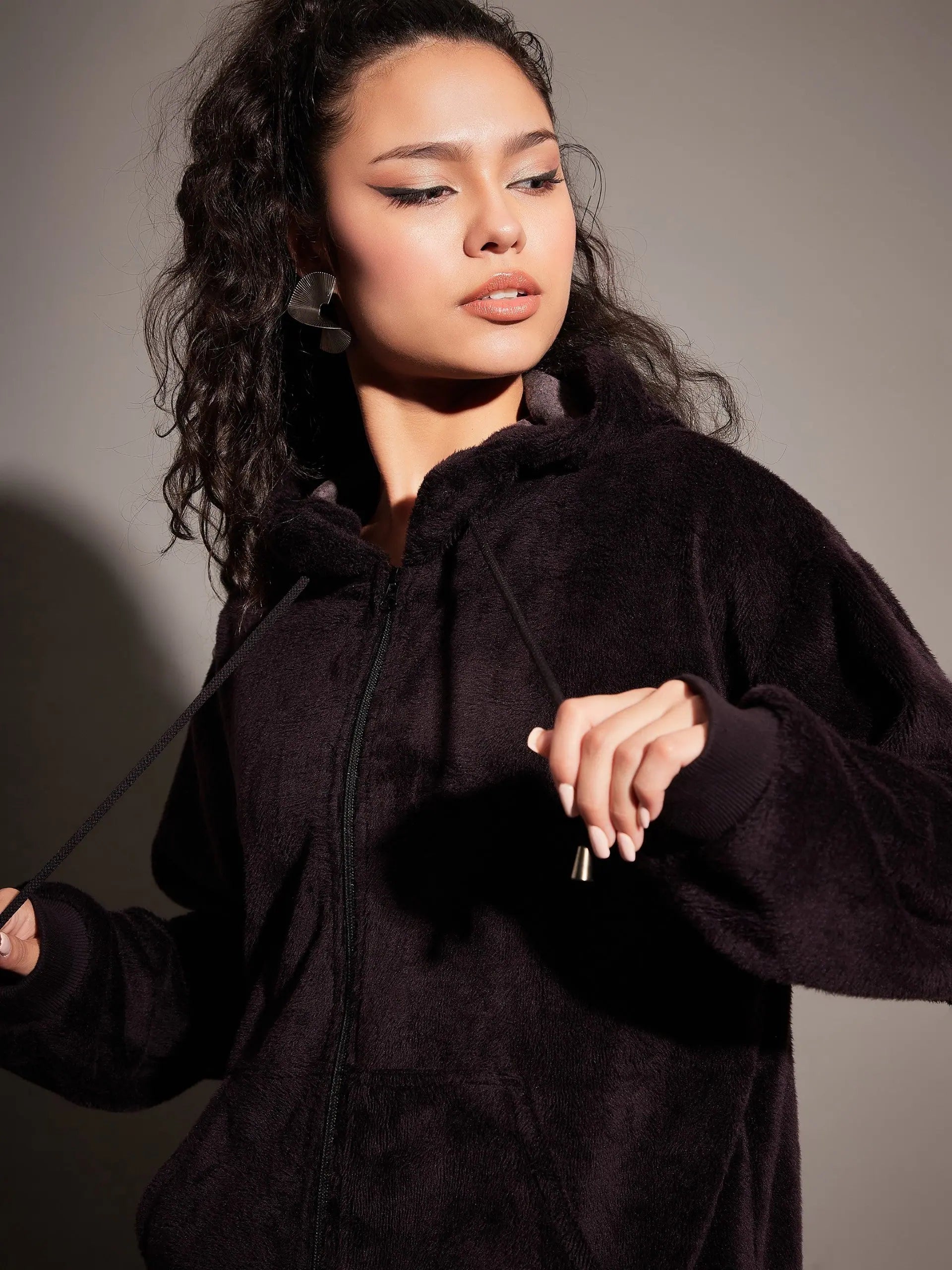 Black Fur Hooded Jacket | Women's Winter Coats & Outerwear