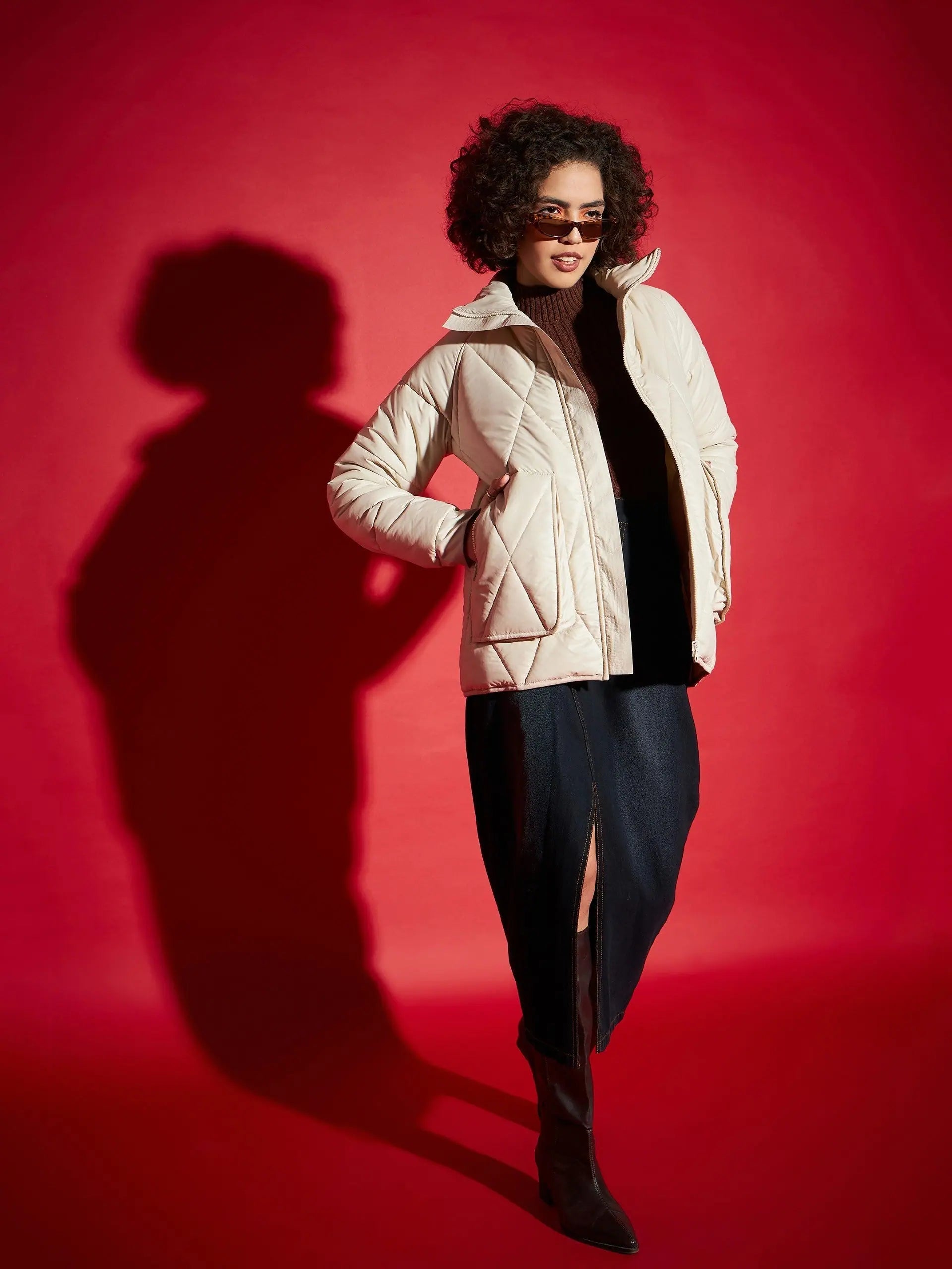 Beige Quilted Jacket | Women's Fashion Jackets & Outerwear