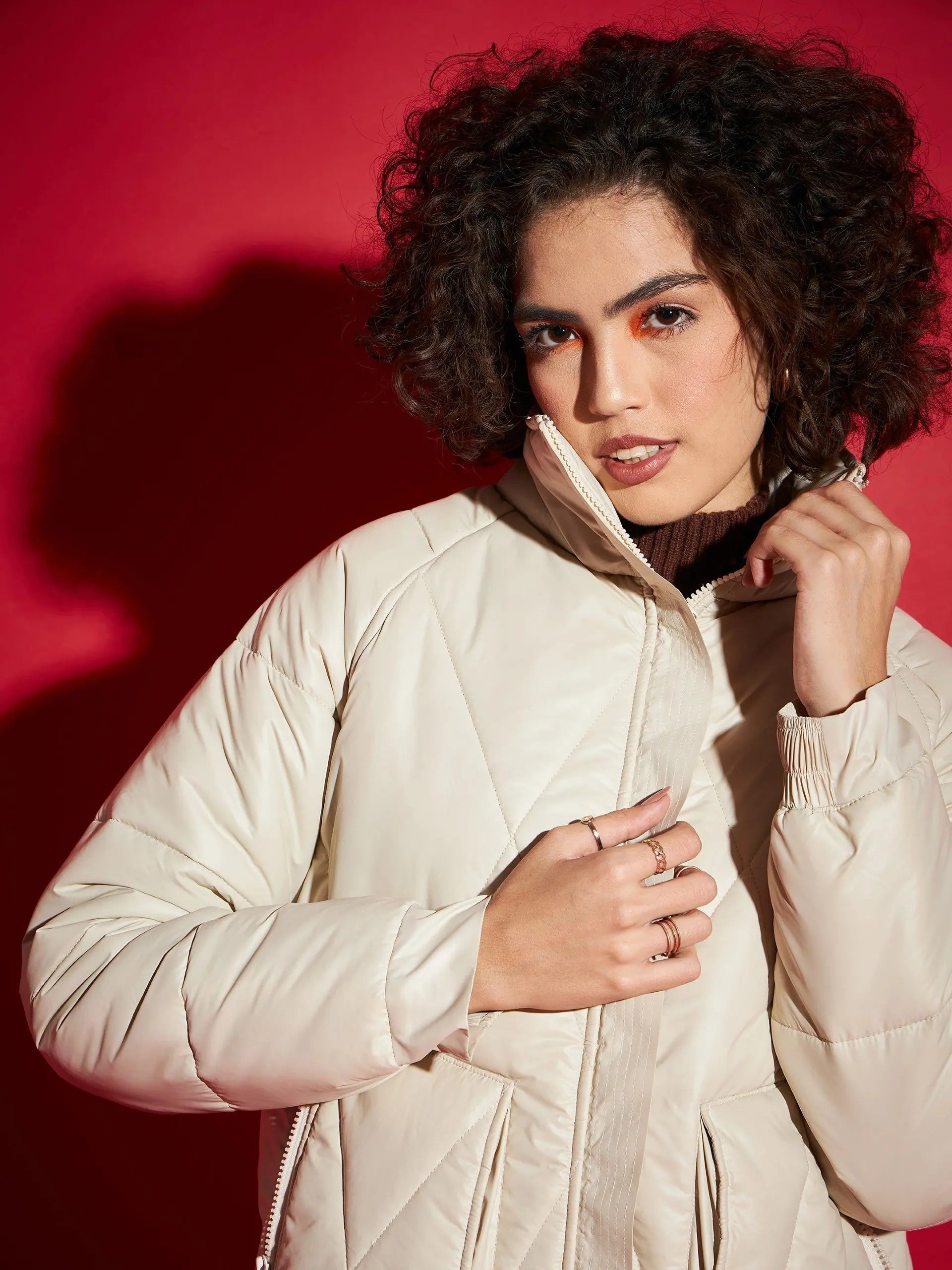 Beige Quilted Jacket | Women's Fashion Jackets & Outerwear