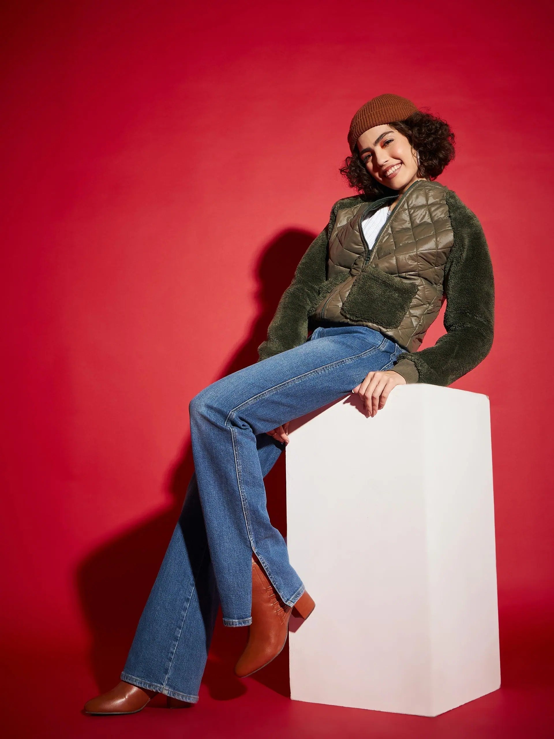 Olive Bomber Jacket - Women's Fashion Jackets Online