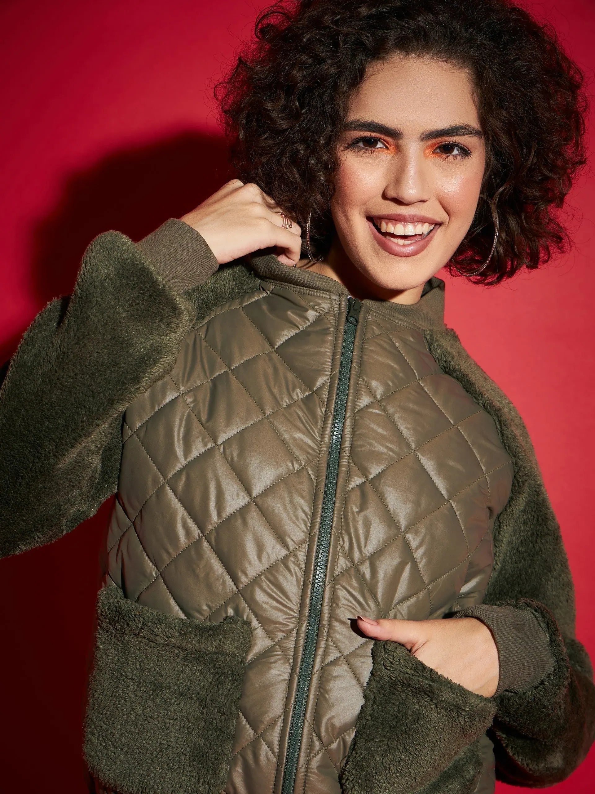 Olive Bomber Jacket - Women's Fashion Jackets Online