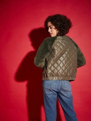 Women Solid Standard Olive Full Sleeve Jacket