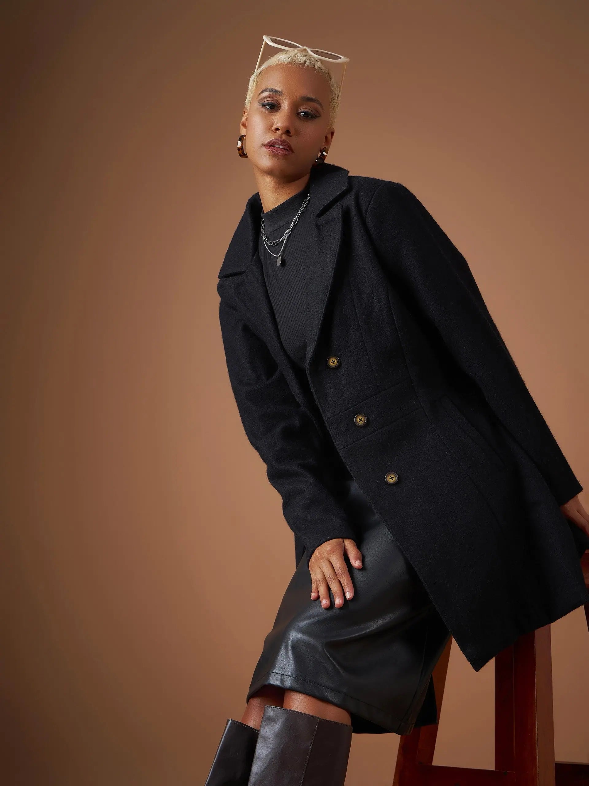 Black Tweed Longline Blazer - Stylish Women's Western Wear