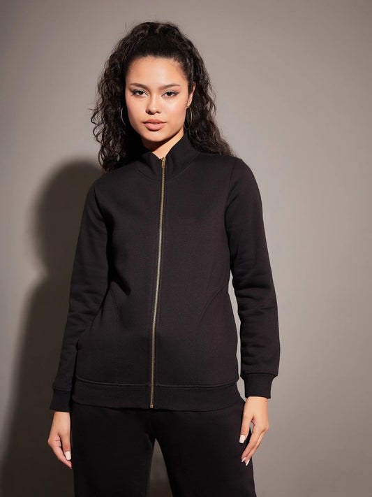 Women Solid Standard Black Full Sleeve Jacket 1920