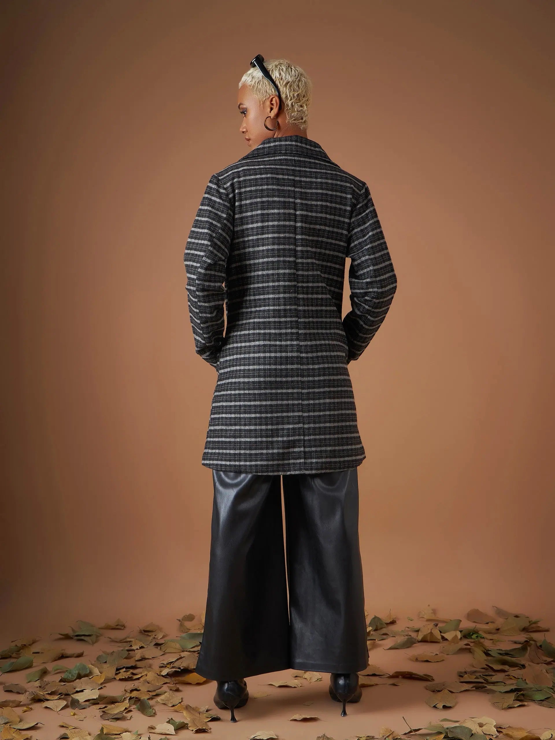 Black Check Tweed Blazer - Women's Western Clothing Online