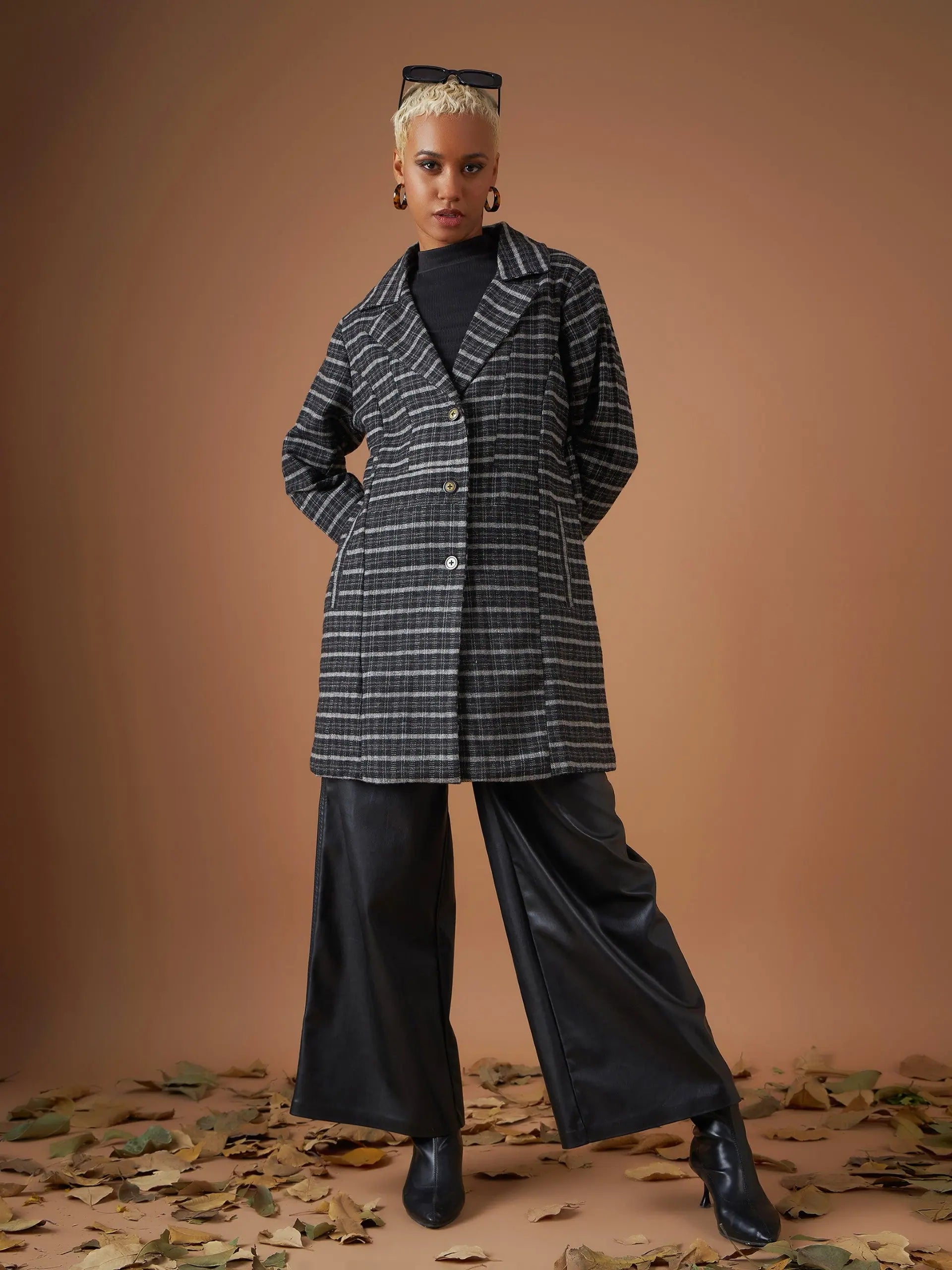 Black Check Tweed Blazer - Women's Western Clothing Online