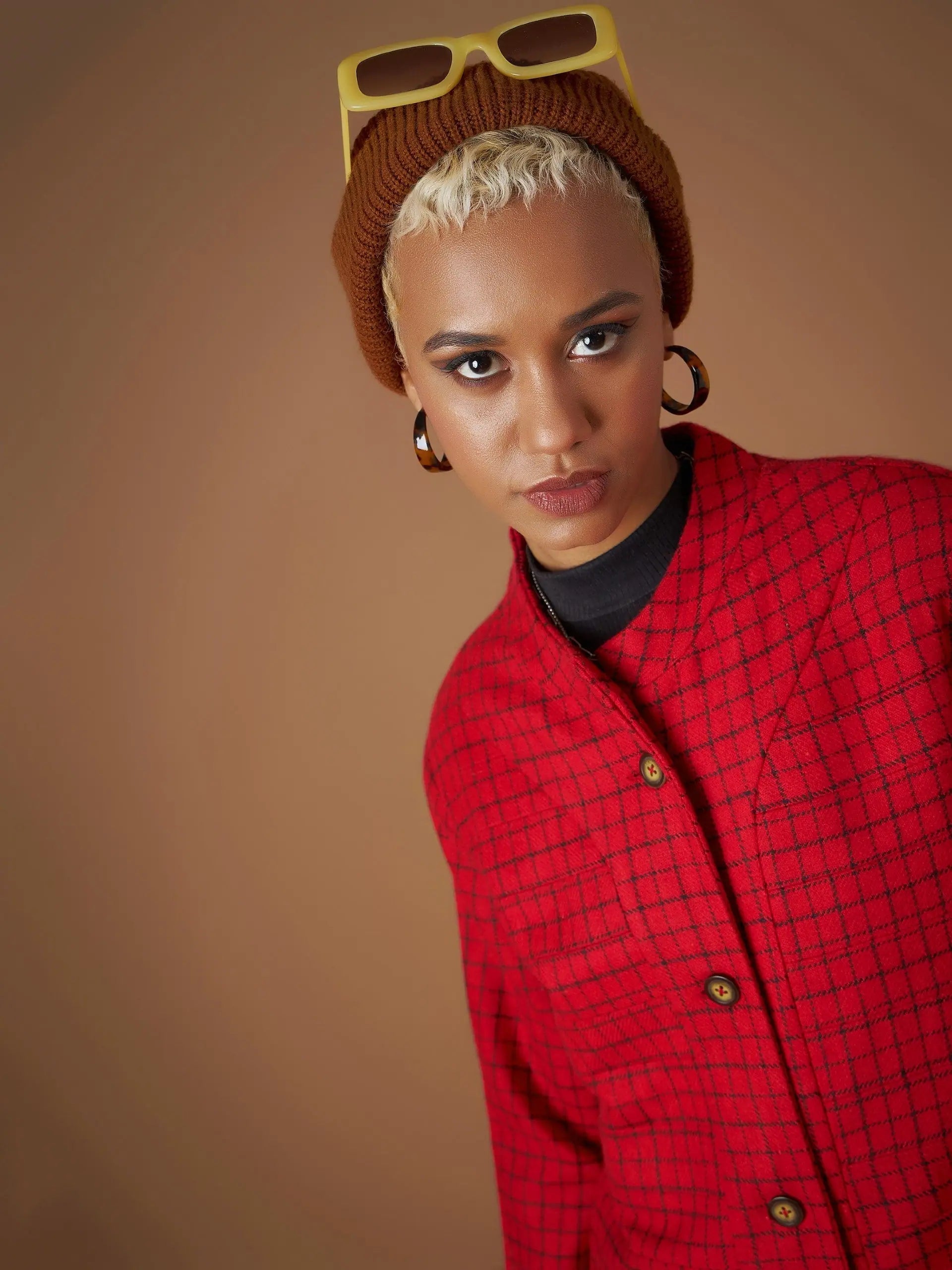 Red Jacquard Longline Blazer - Women's Western Outfits