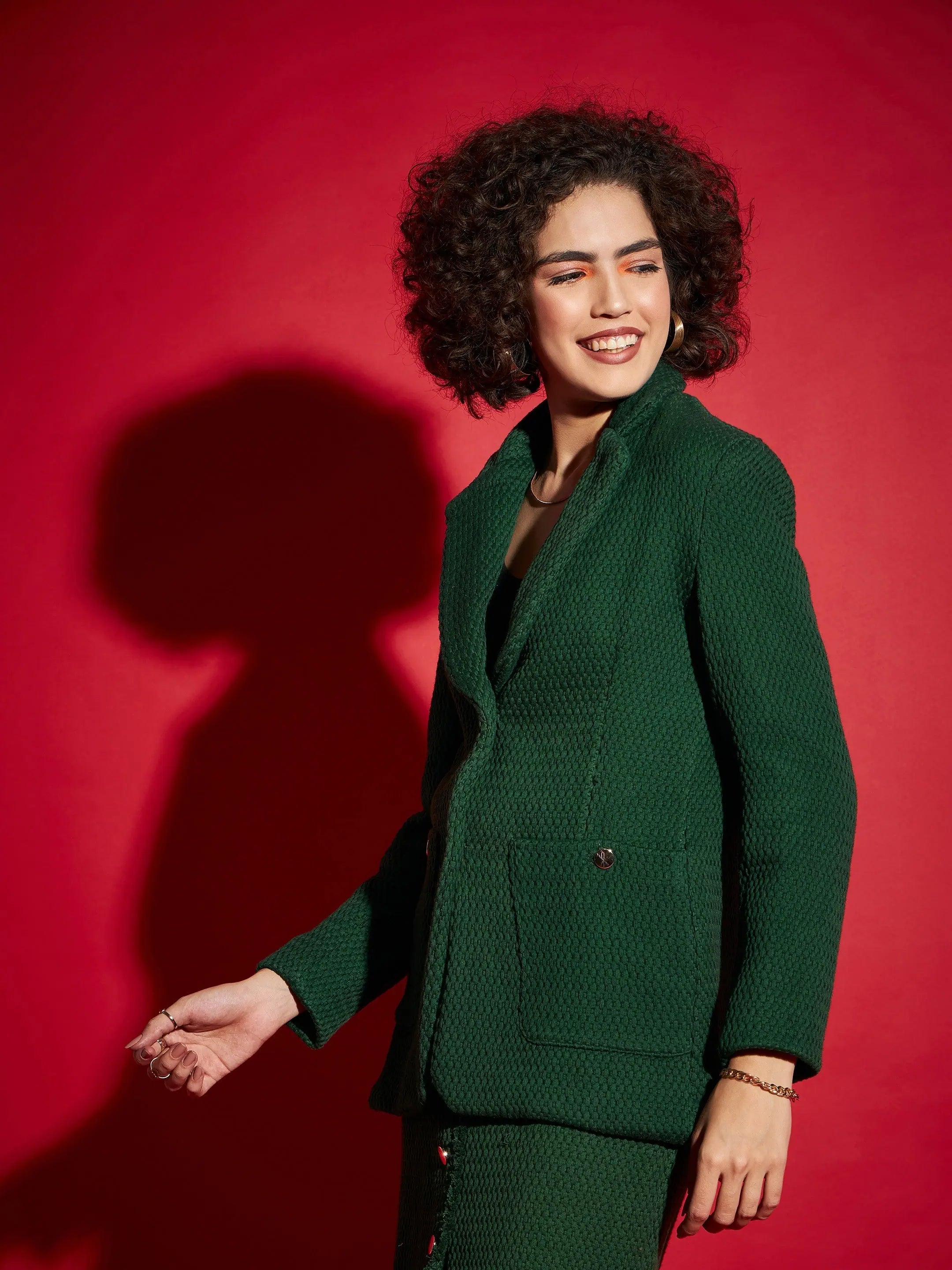 Green Tweed Blazer - Notch Collar Women's Western Clothing