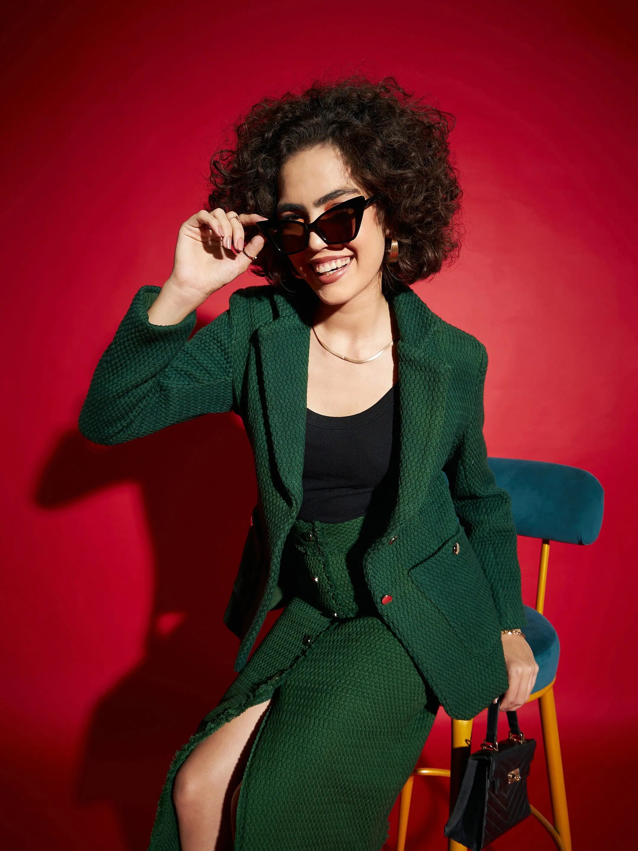 Green Tweed Blazer - Notch Collar Women's Western Clothing