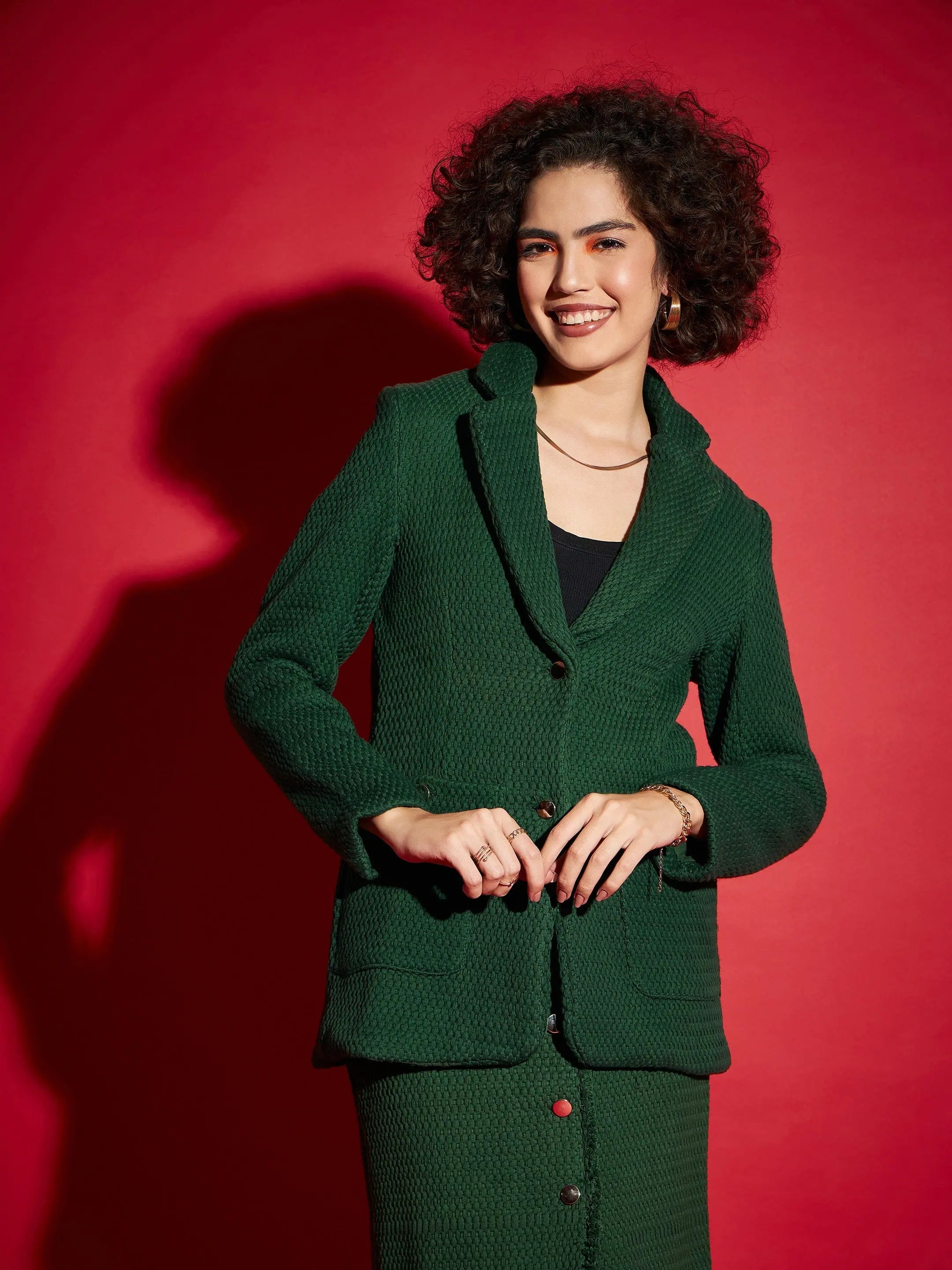 Green Tweed Blazer - Notch Collar Women's Western Clothing