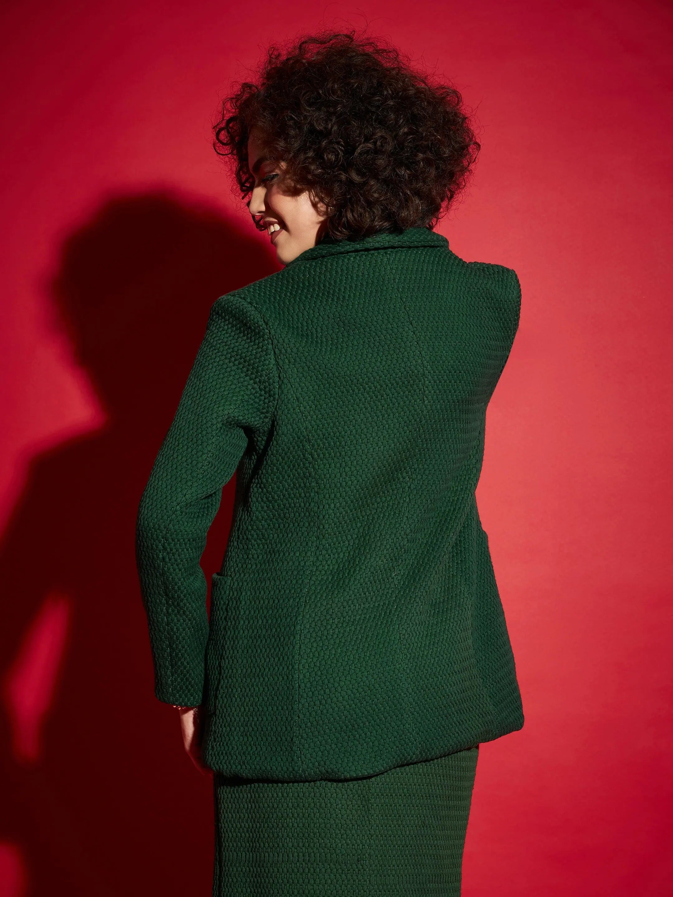 Green Tweed Blazer - Notch Collar Women's Western Clothing
