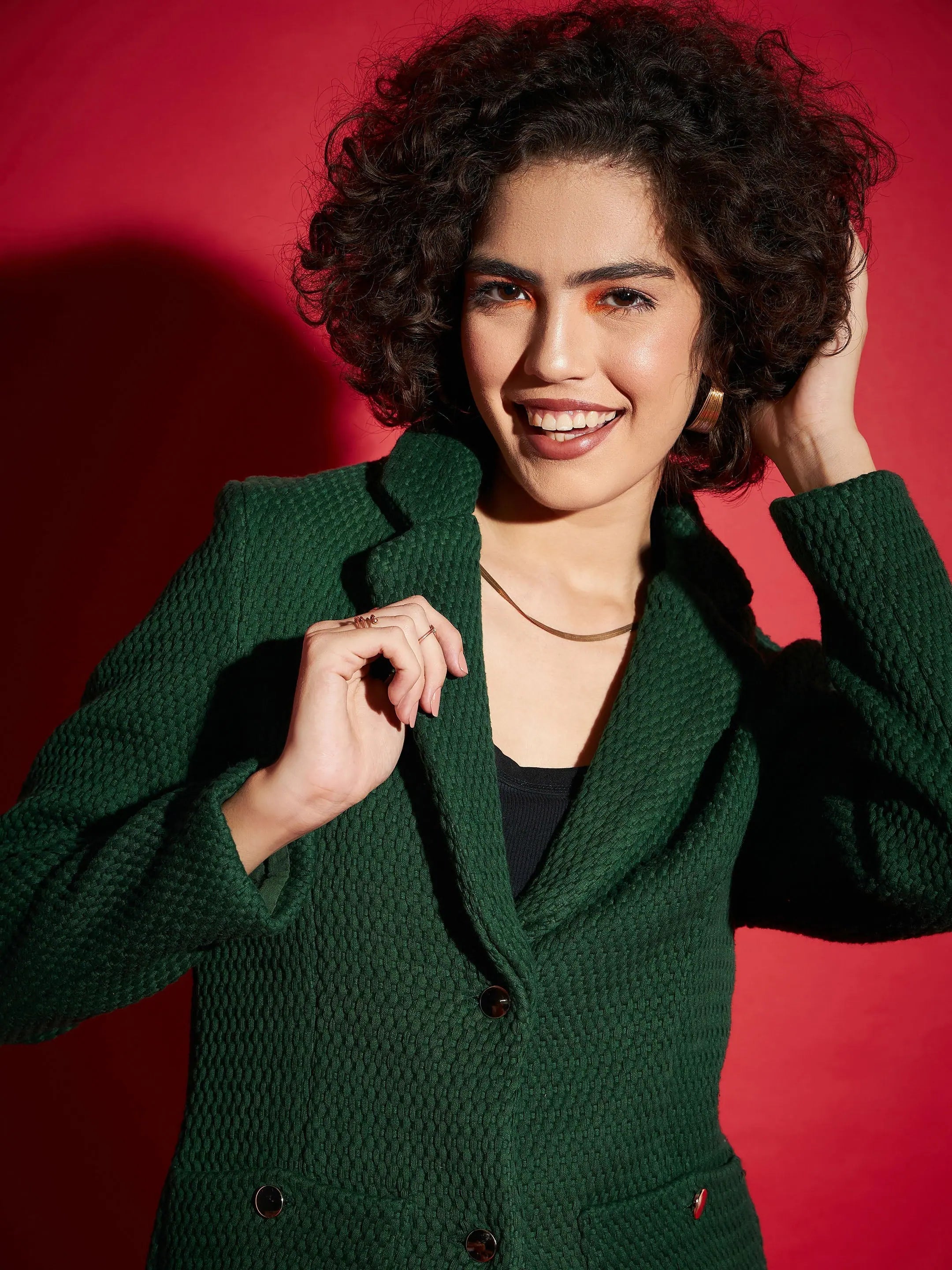 Green Tweed Blazer - Notch Collar Women's Western Clothing
