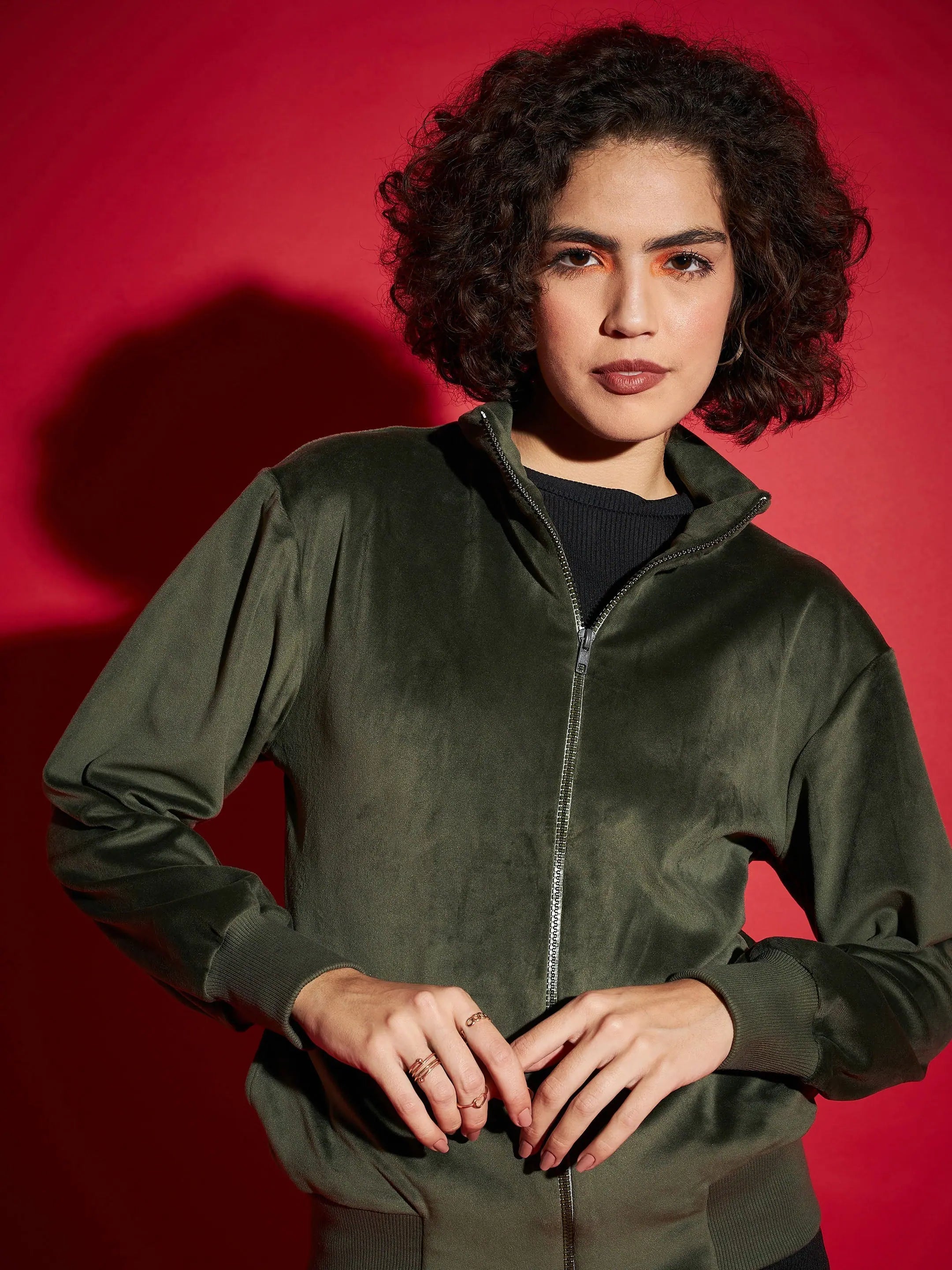 Olive Velour Women's Jacket | Trendy Fashion Outerwear
