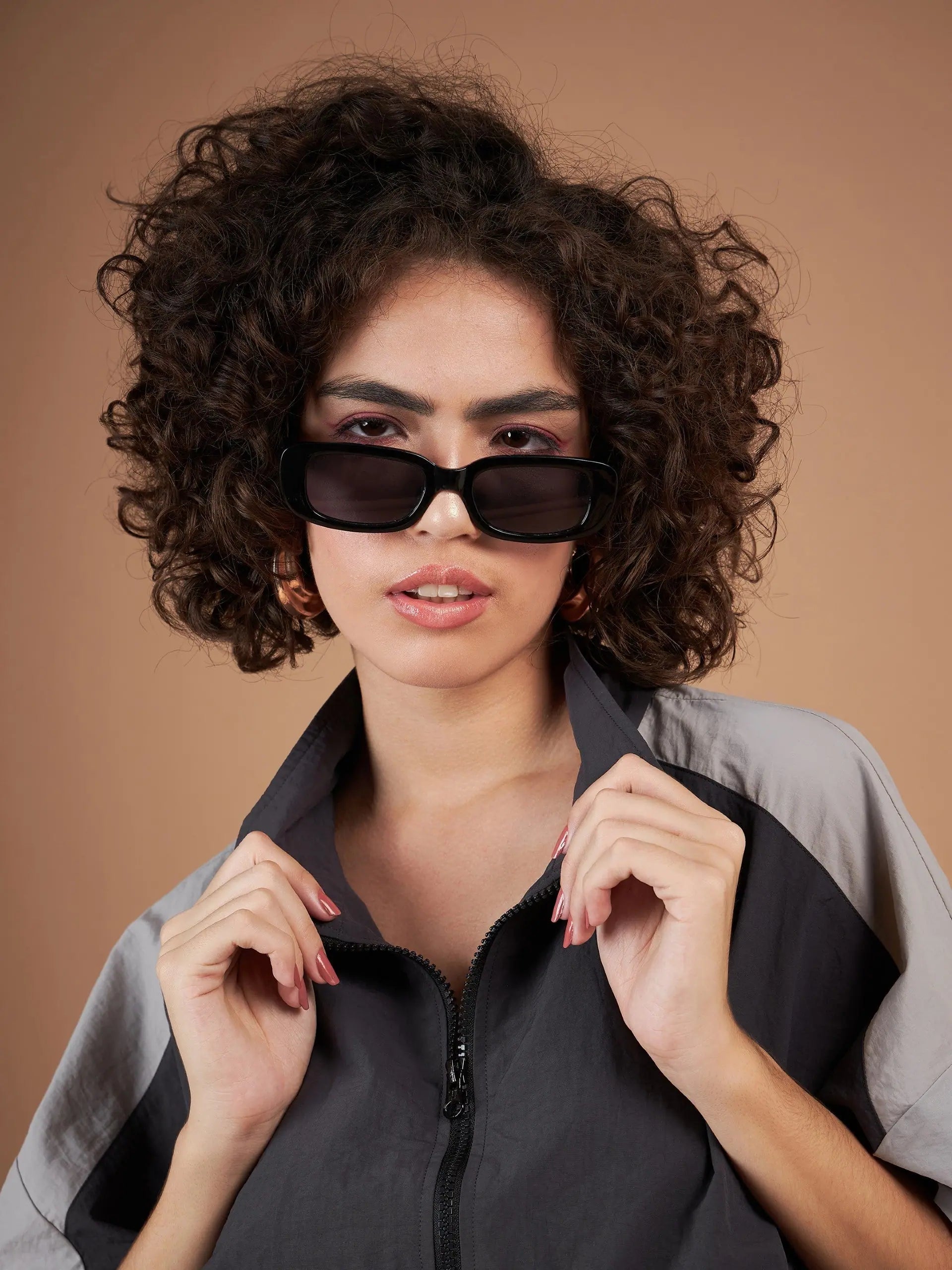 Dark Grey Color Blocked Jacket for Women | Winter Coats