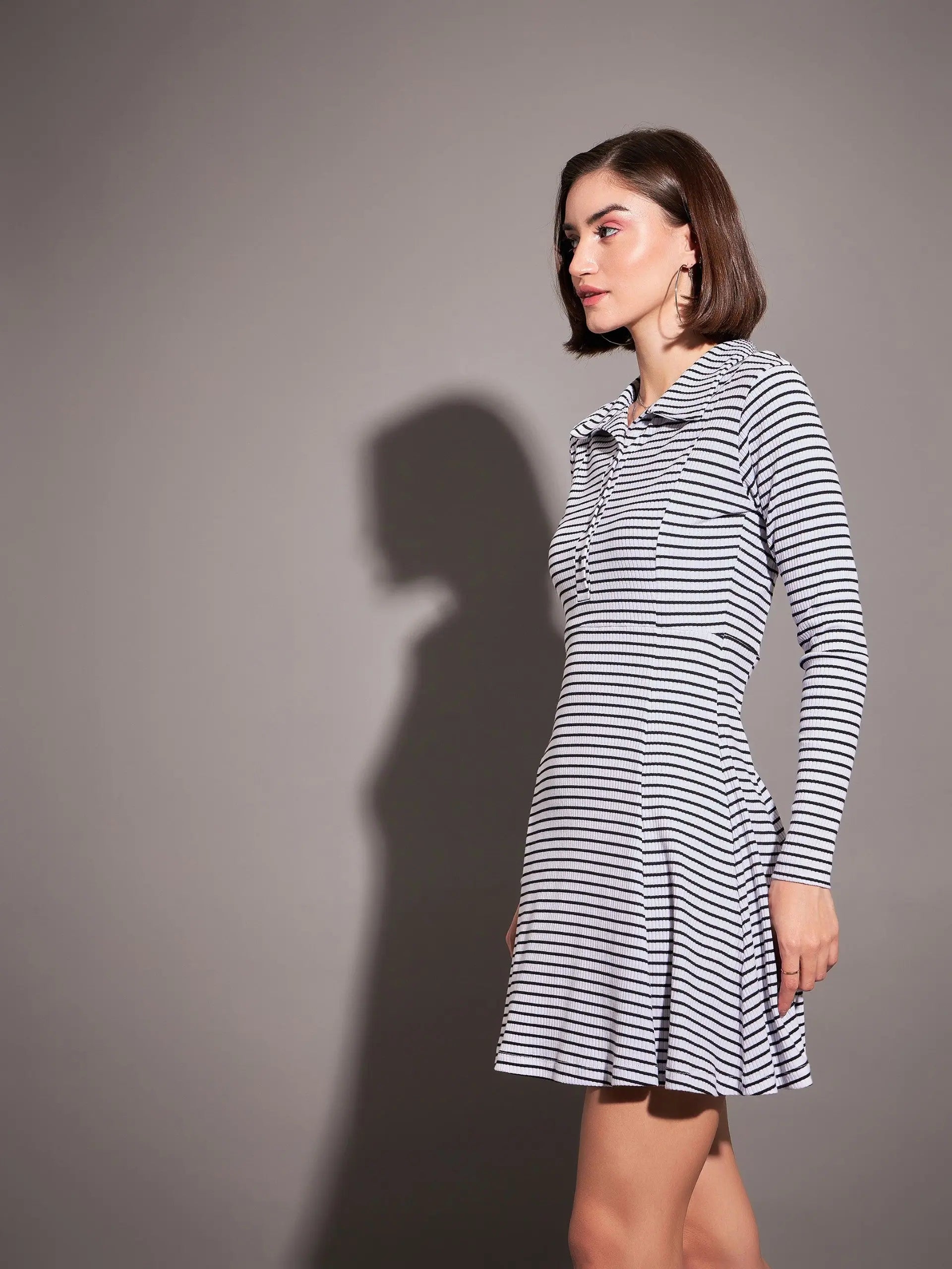 Black & White Striped Skater Dress | Women's Lehenga Collection