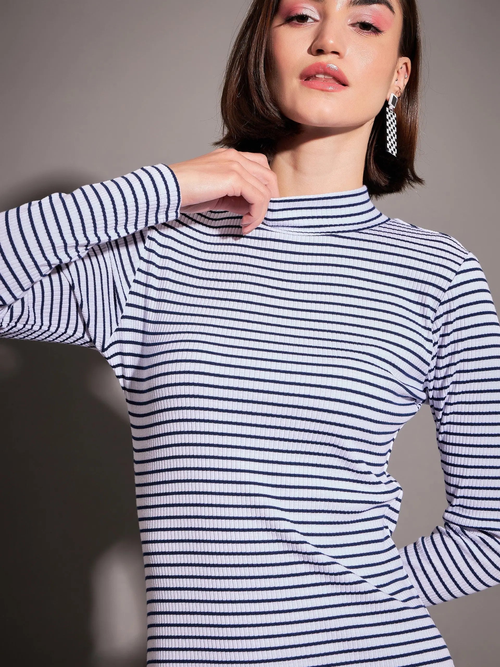 Navy Striped Maxi Dress | Women's Lehenga Style | Ethnic Fashion