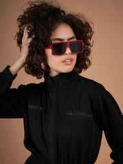 Women Black Twill Front Zipper Mini Dress