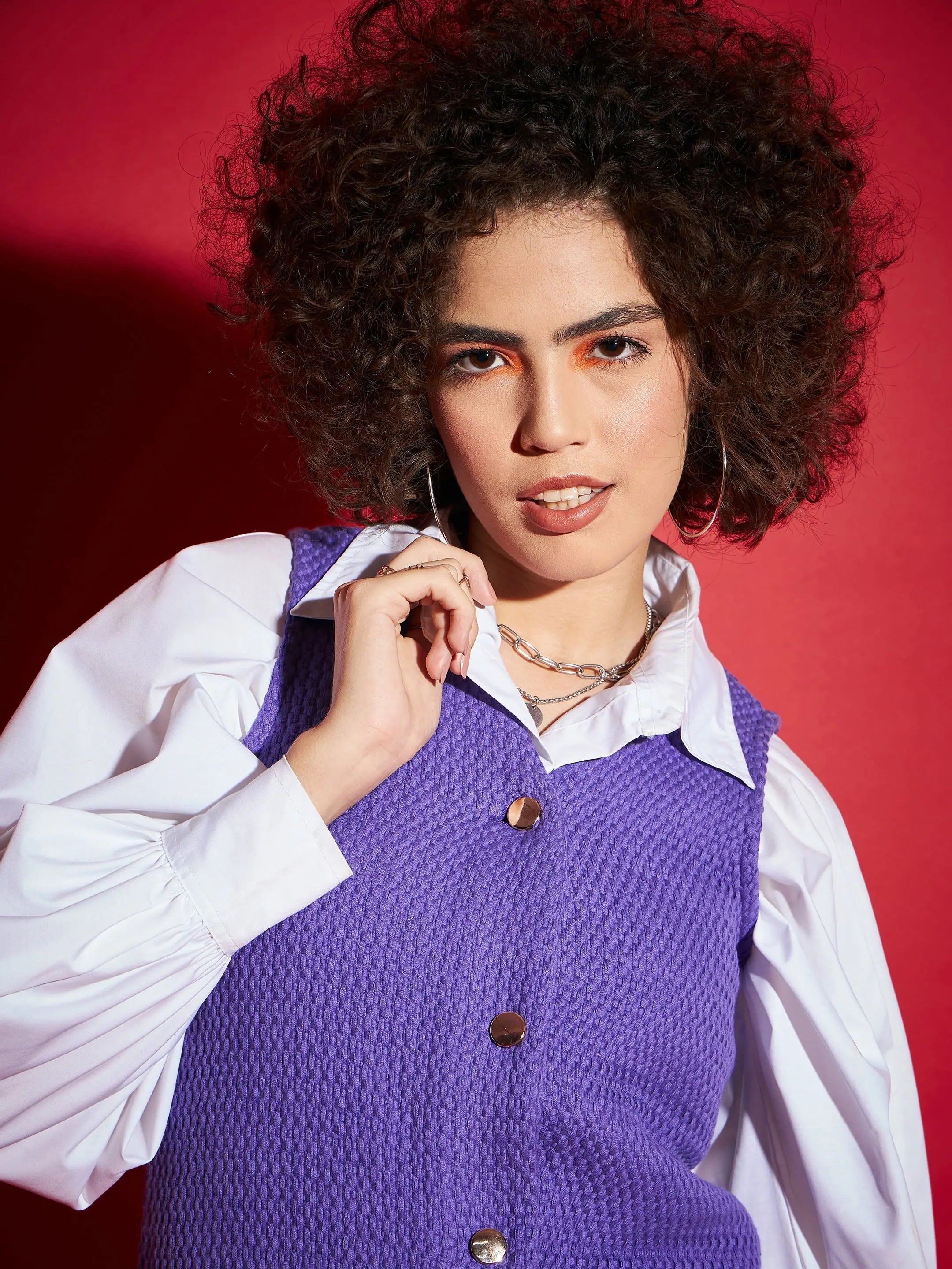 Purple Tweed Frill Hem Dress | Women's Western Clothing