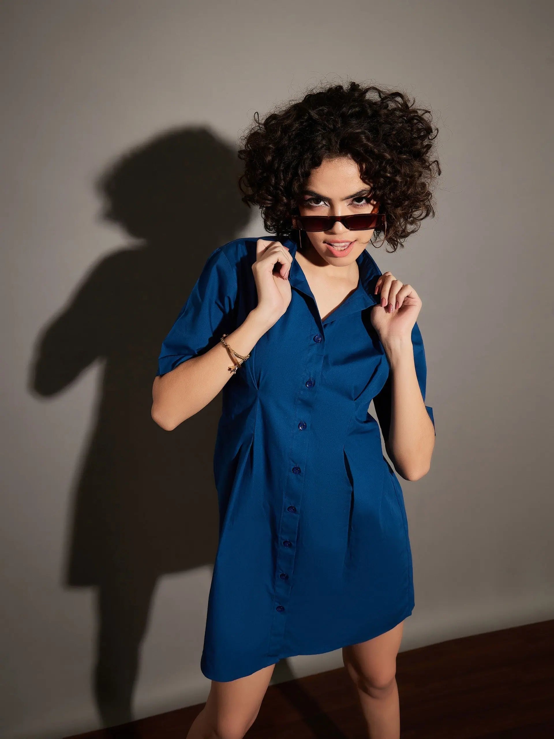 Navy Poplin Shirt Dress | Women's Western Wear Outfits