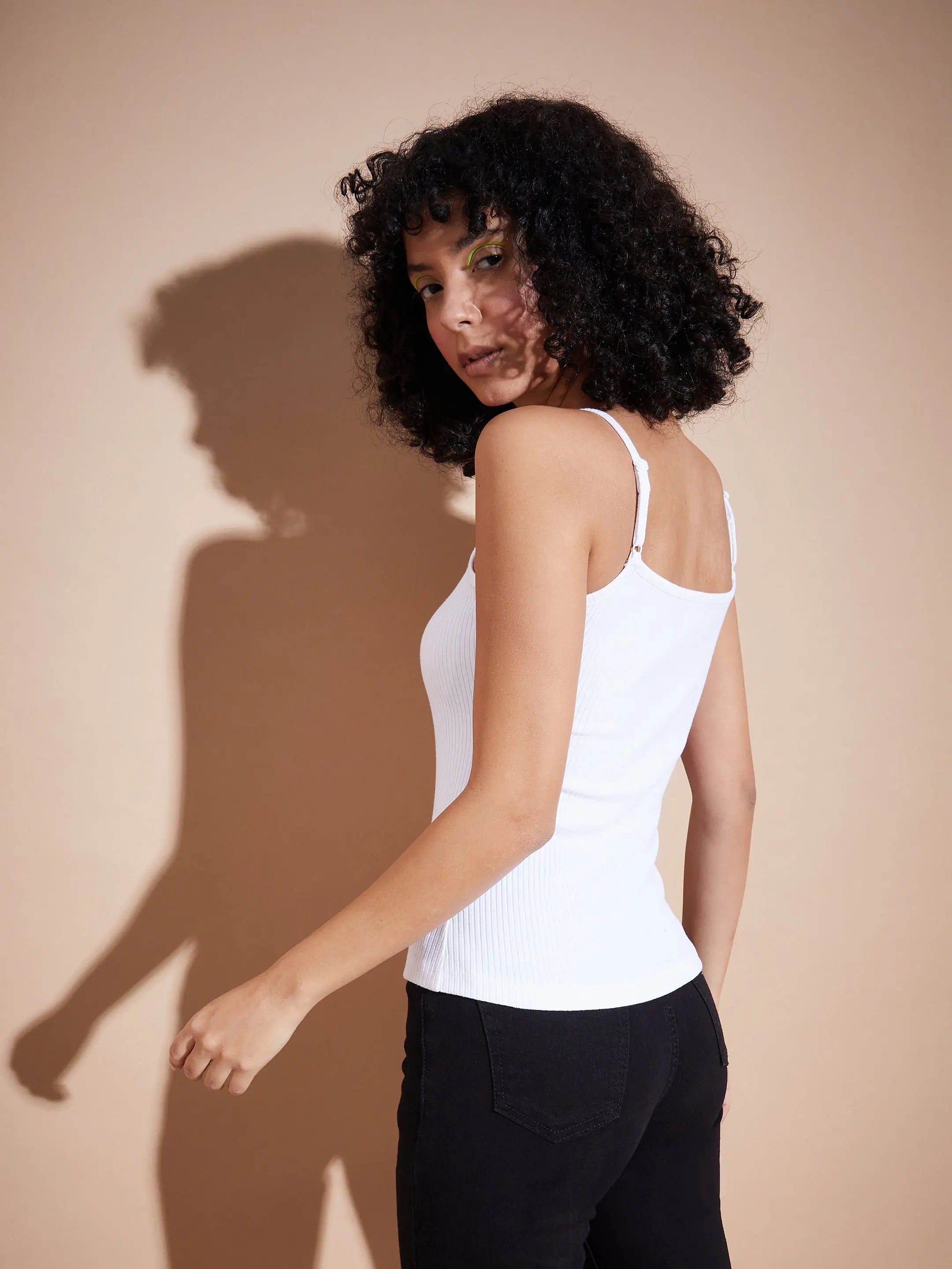 White Rib Strappy Top | Women's Western Wear | [Brand]