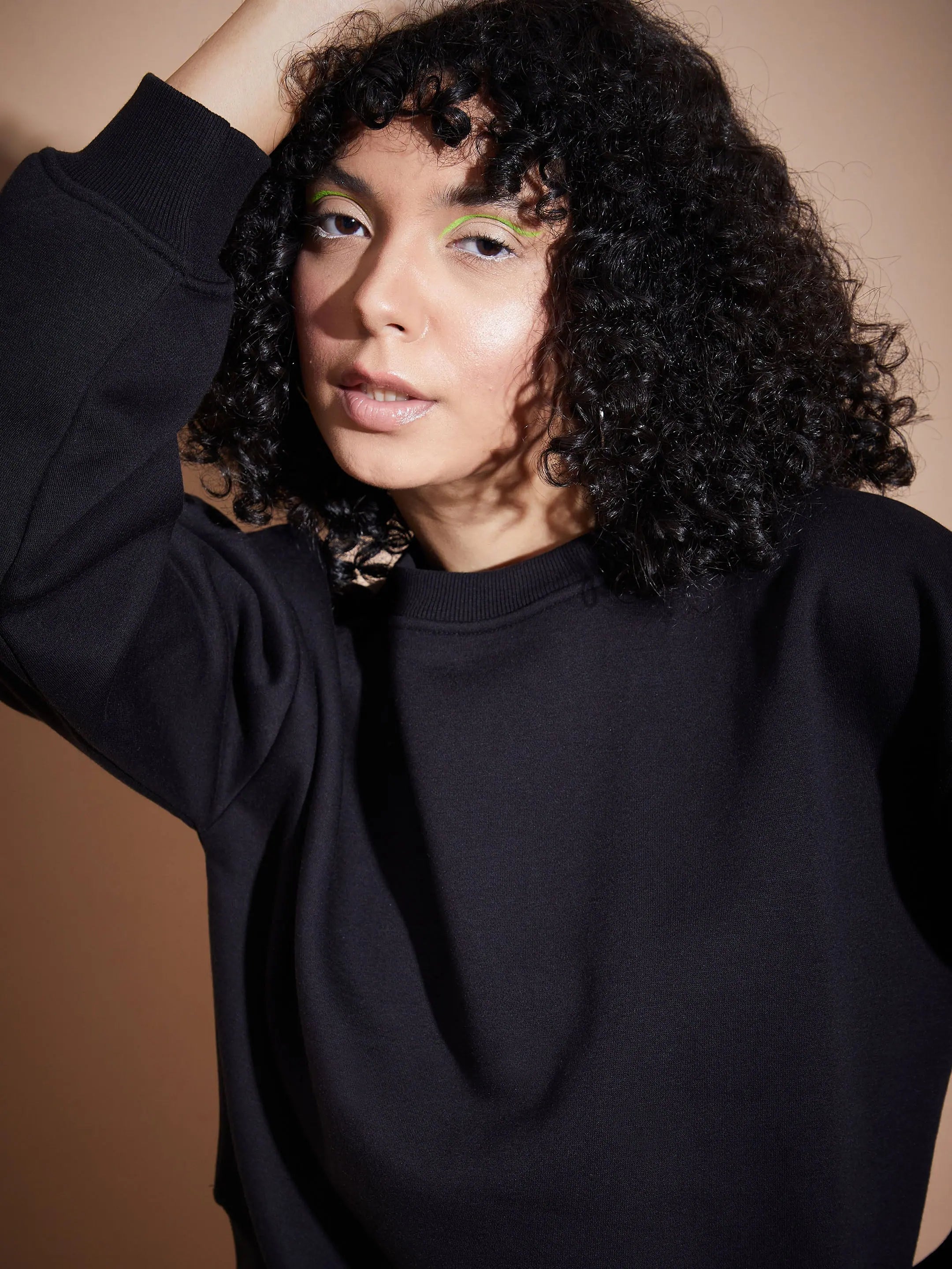 Black Premium Fleece Oversized Sweatshirt Joggers for Women