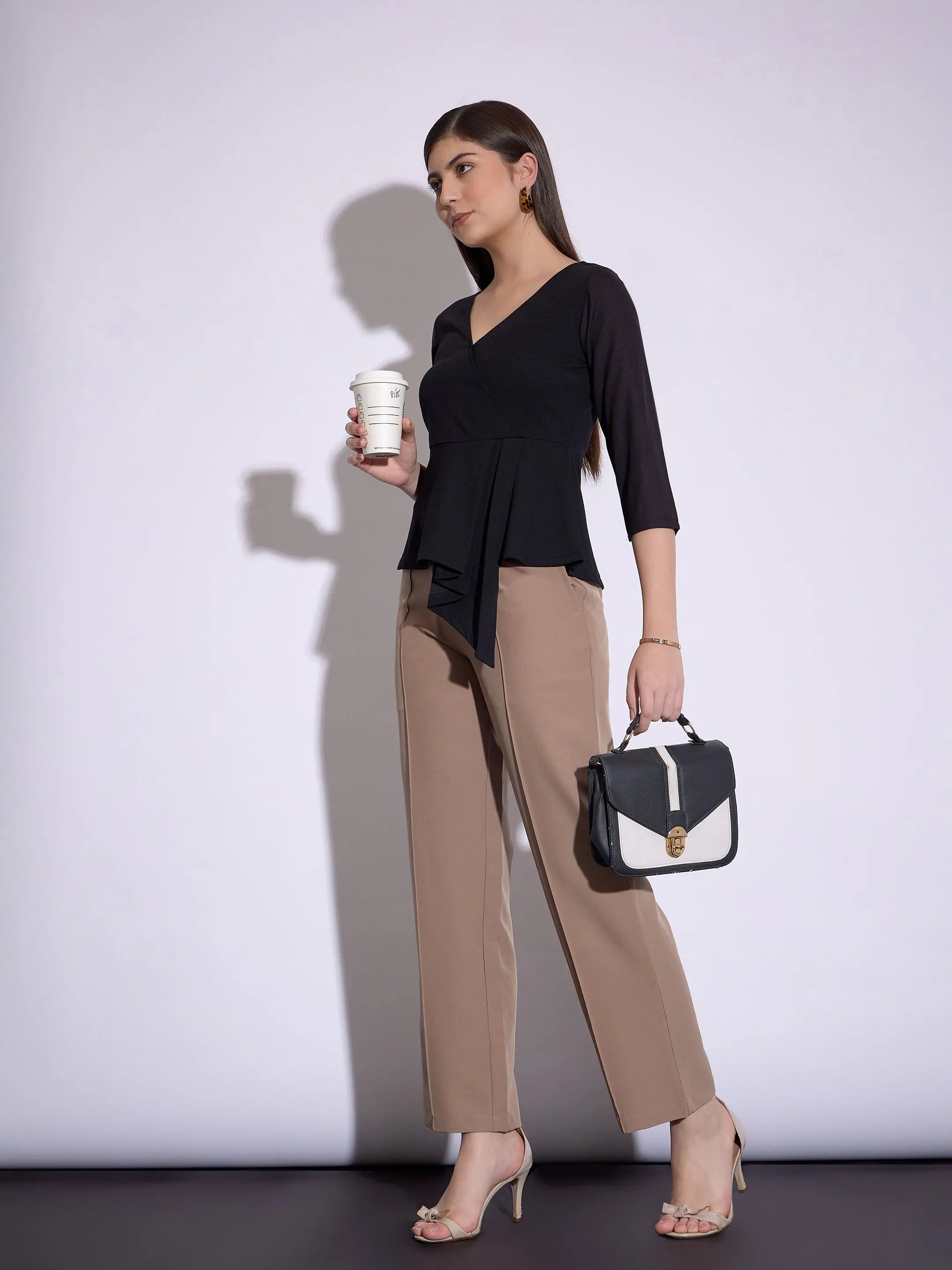 Black Wrap Peplum Top | Women's Western Wear & Outfits