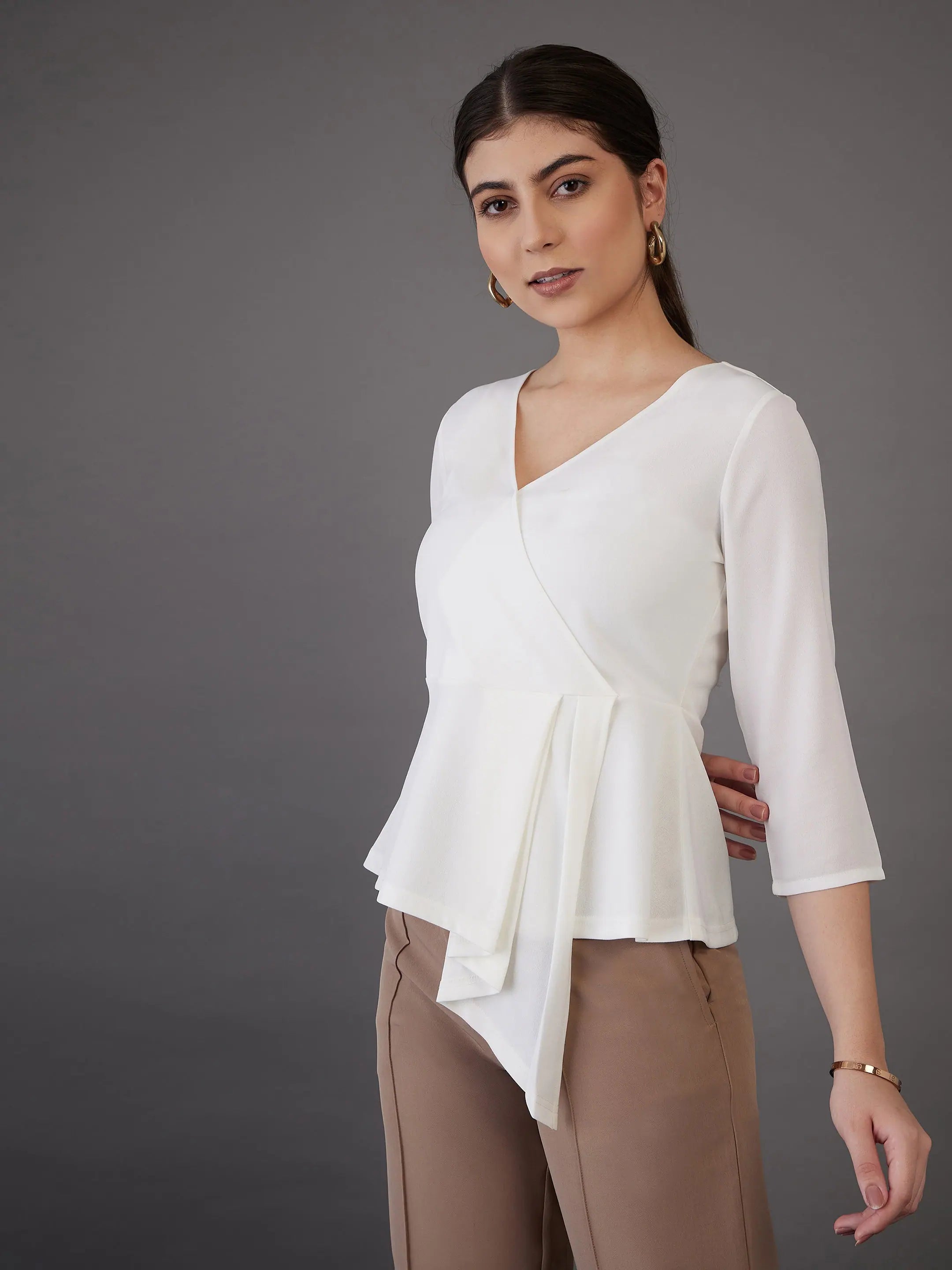 White Wrap Peplum Top | Women's Western Clothing
