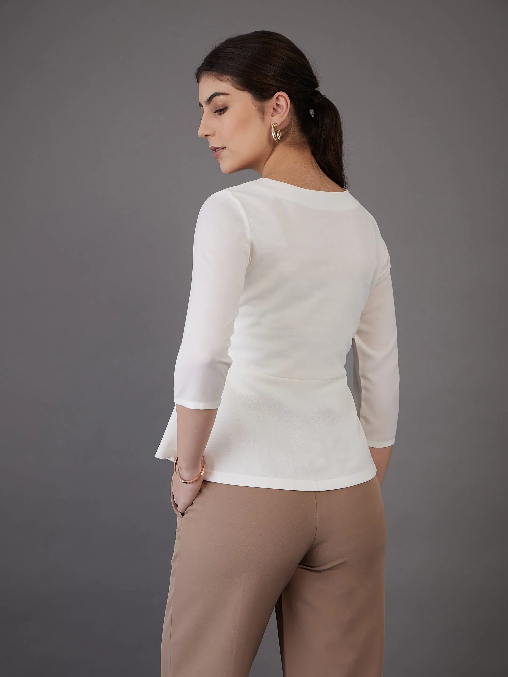 White Wrap Peplum Top | Women's Western Clothing