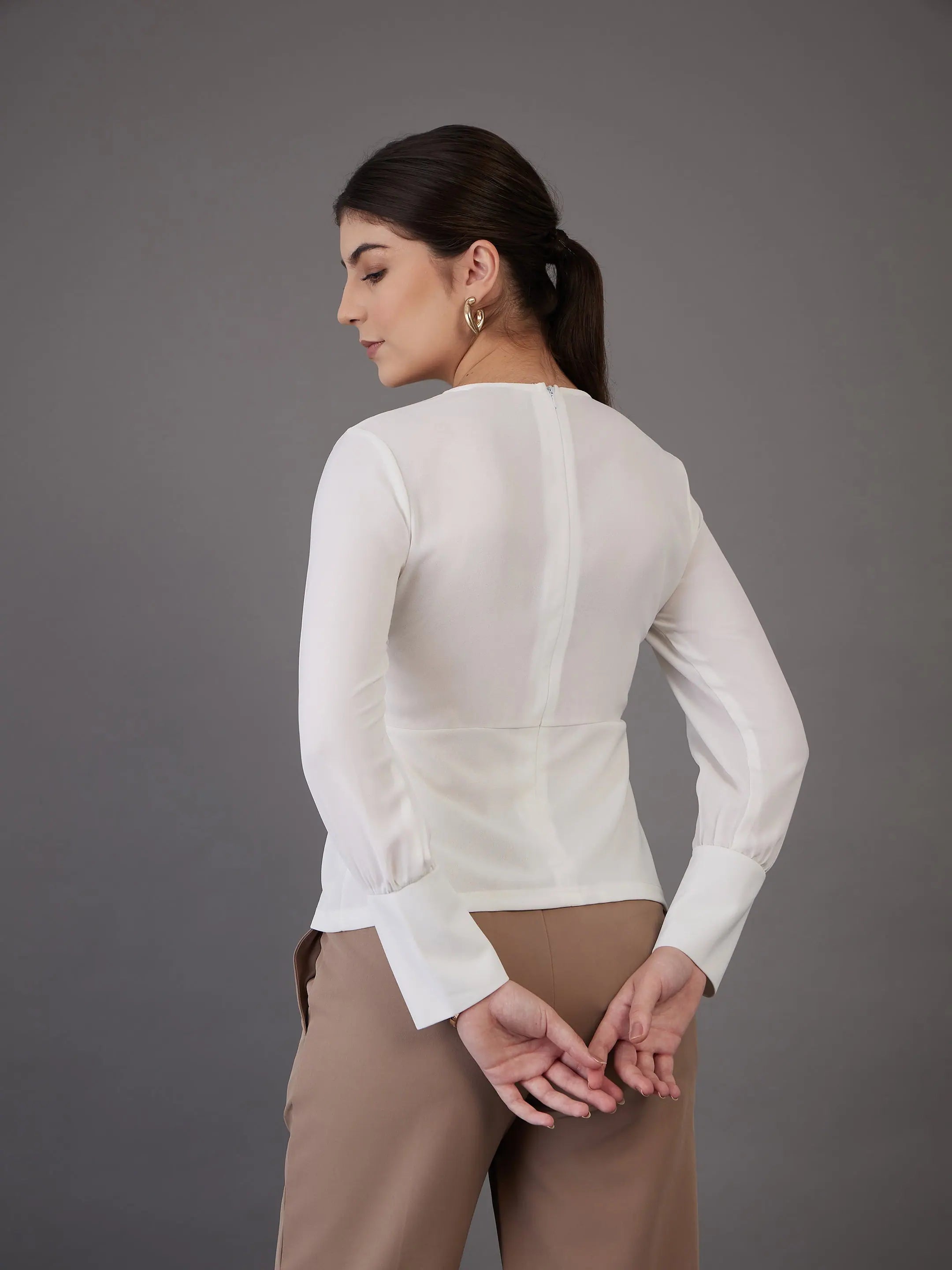 White Pin Tuck Peplum Top - Western Clothing for Women