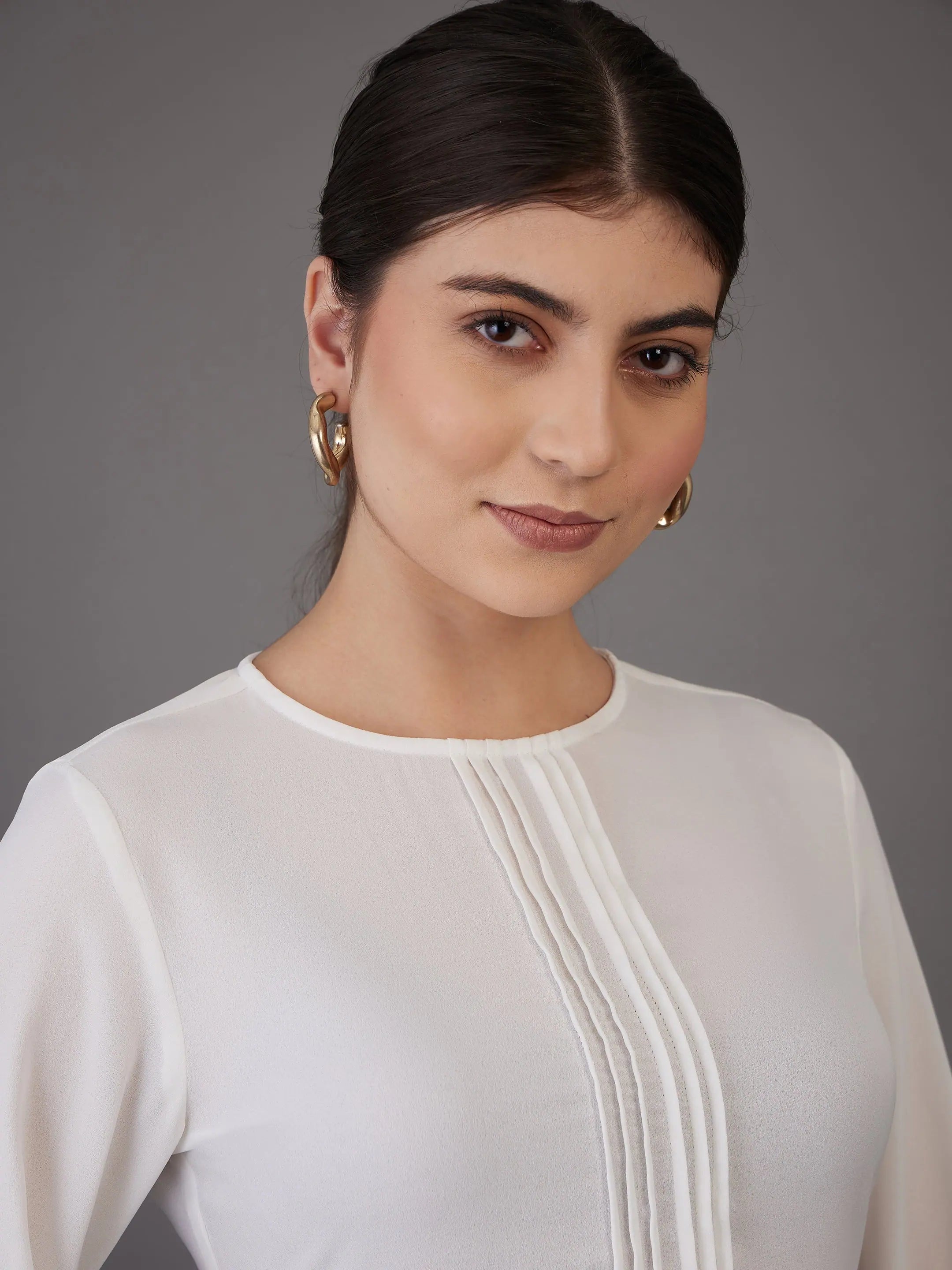 White Pin Tuck Peplum Top - Western Clothing for Women