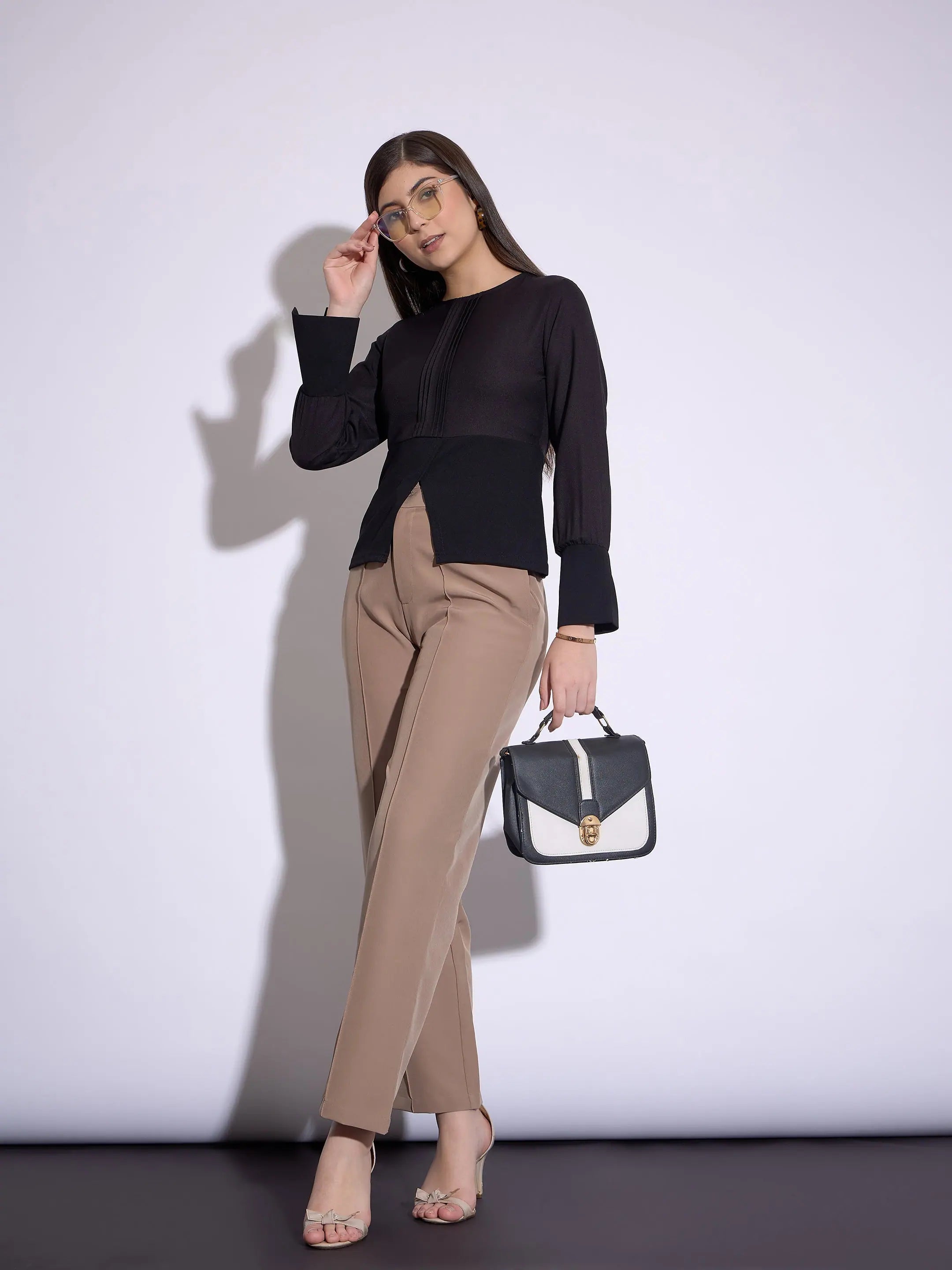 Black Pin Tuck Peplum Top - Women's Western Wear Collection