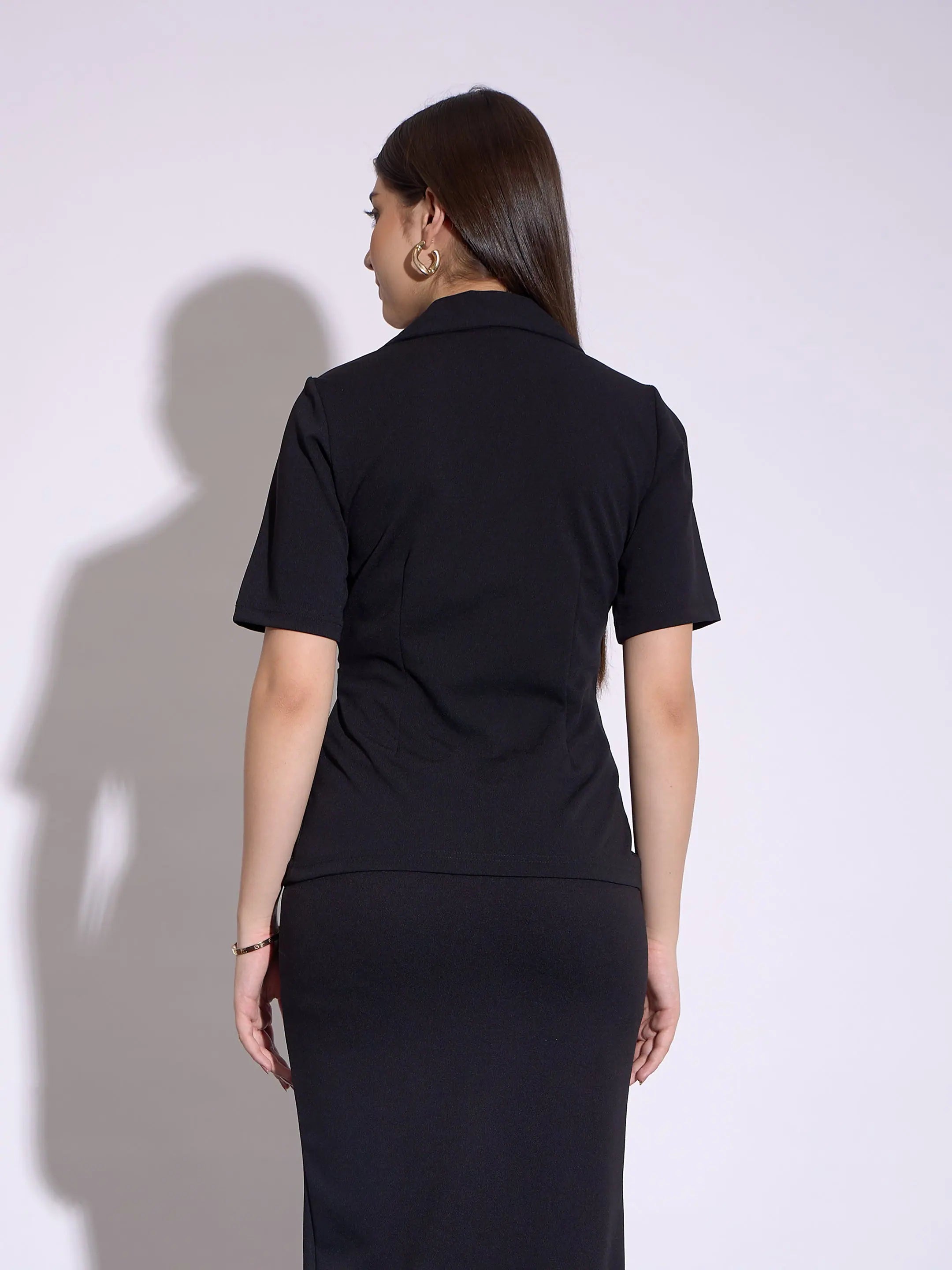 Black Notch Collar Top - Women's Western Wear Clothing