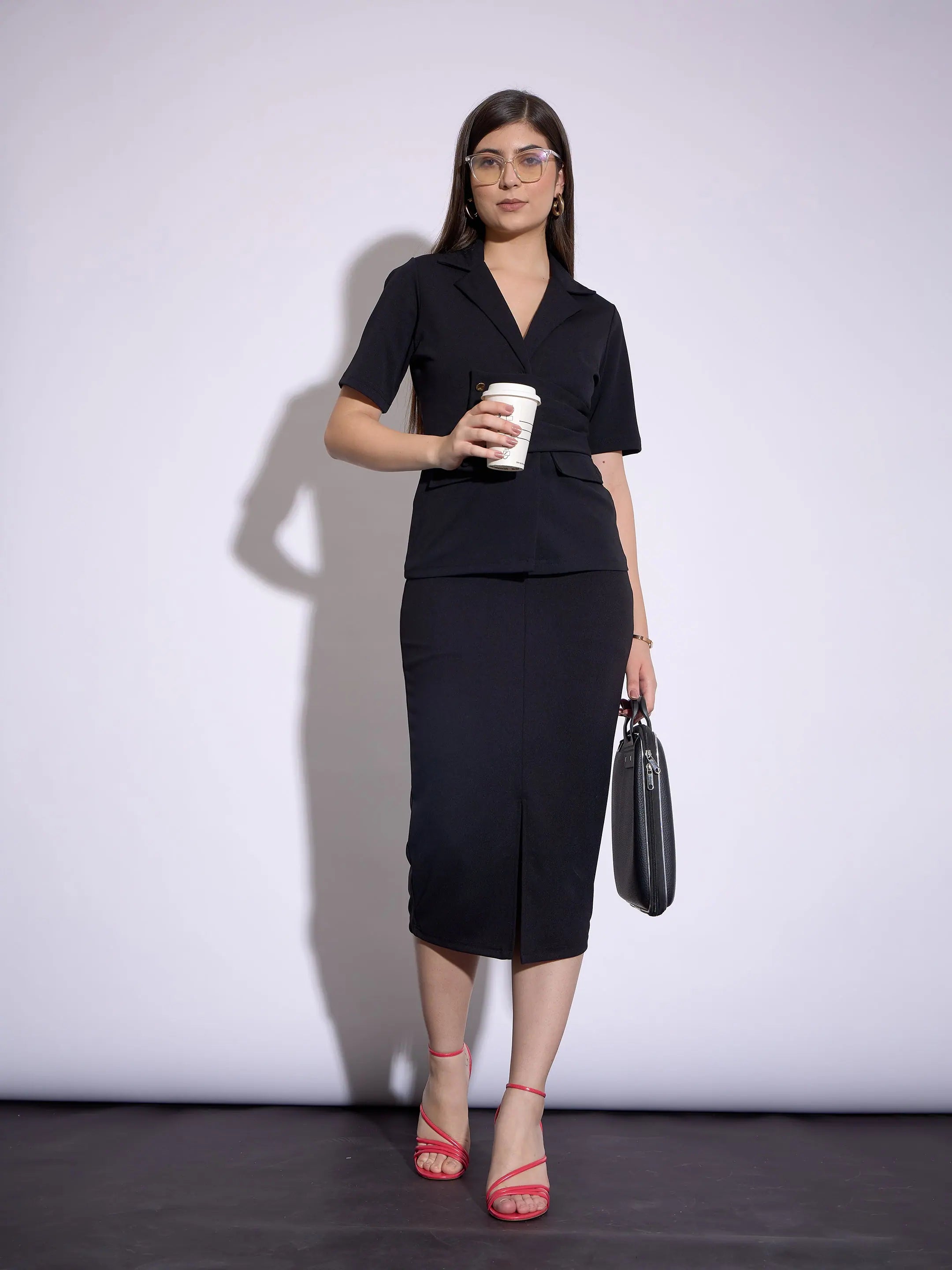 Black Notch Collar Top - Women's Western Wear Clothing