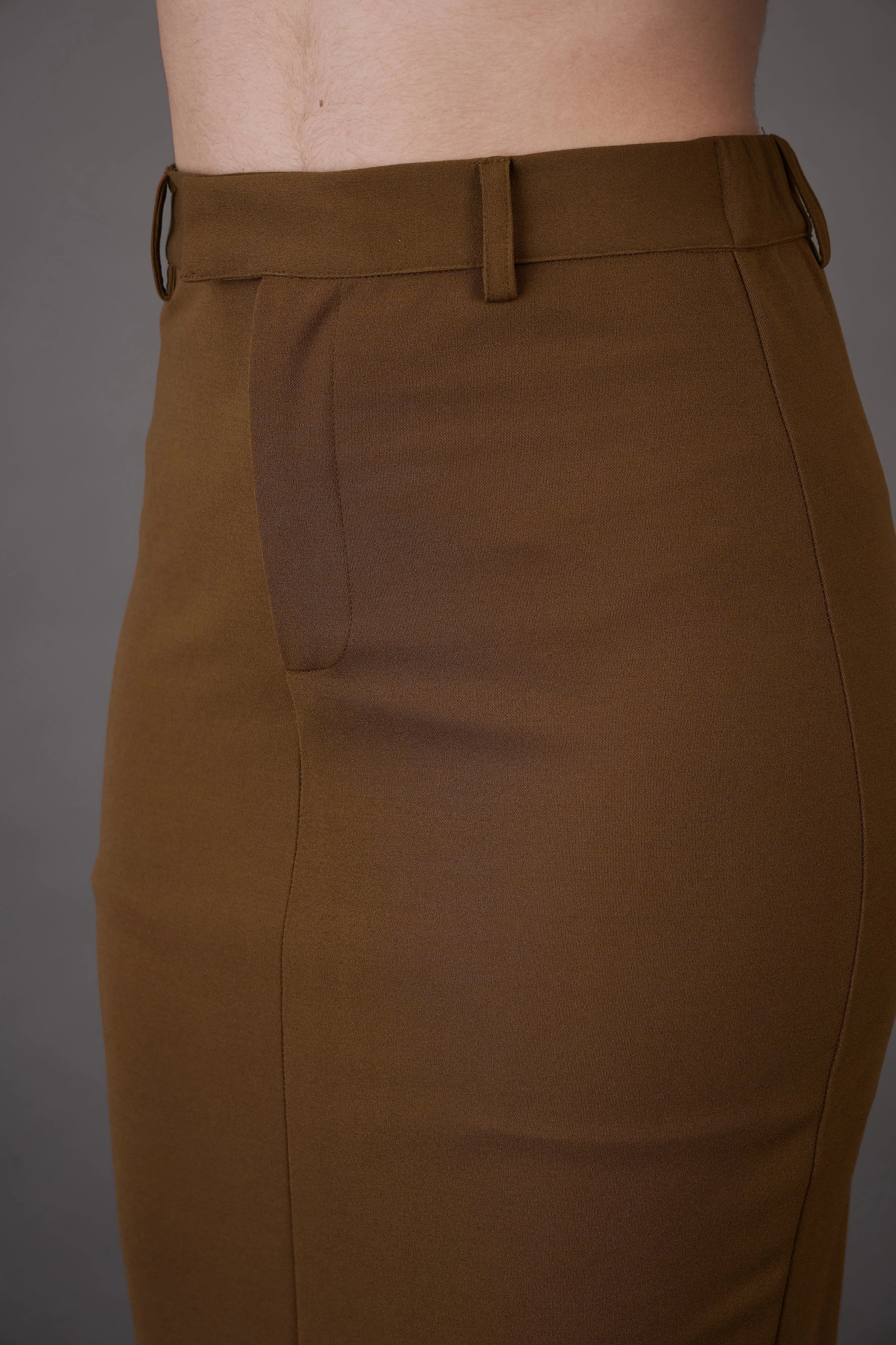 Women Brown Front Slit Midi Skirt - Western Outfits for Women