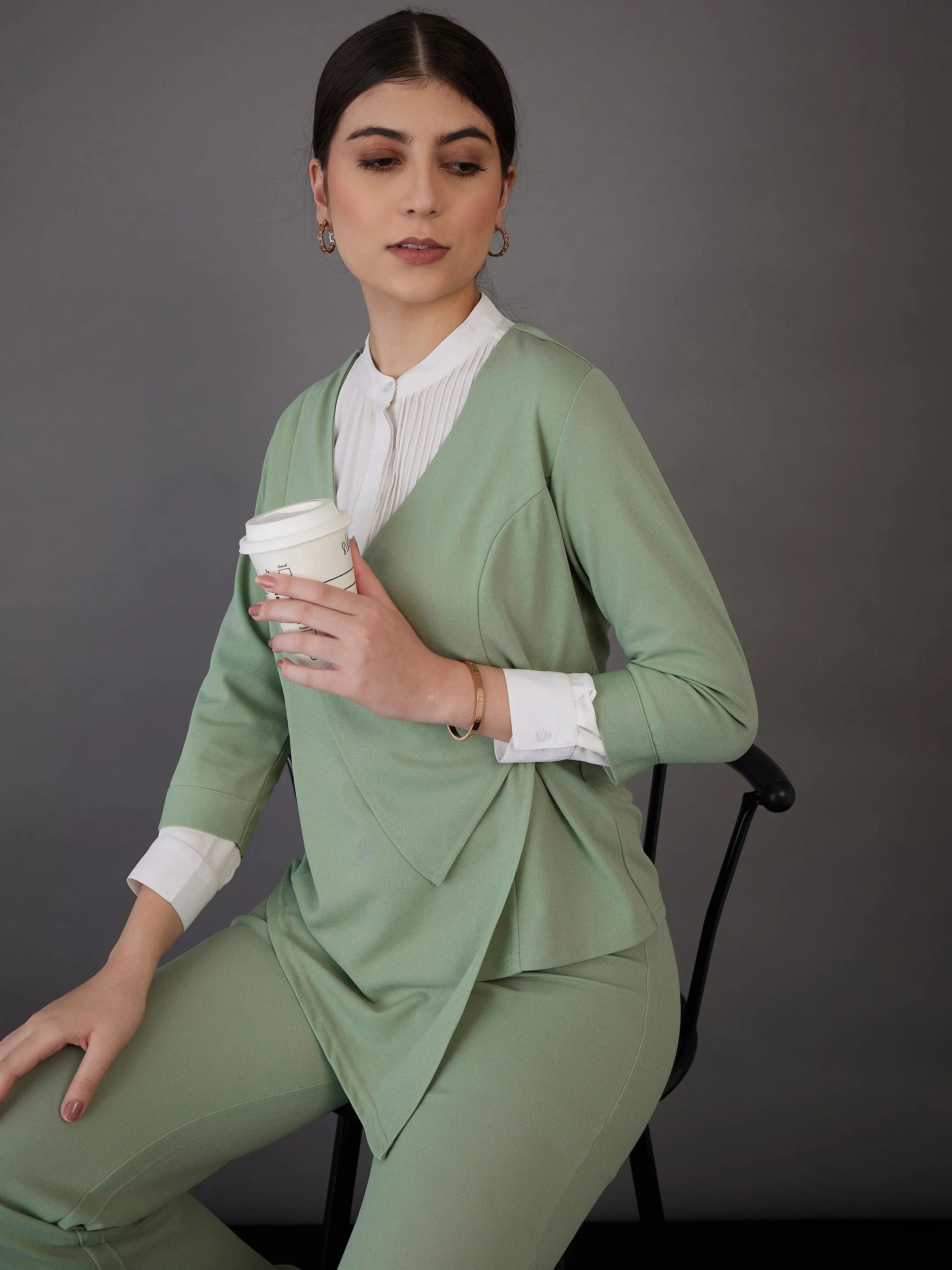 Green Wrap Top & Bell Bottoms - Women's Western Wear Outfit