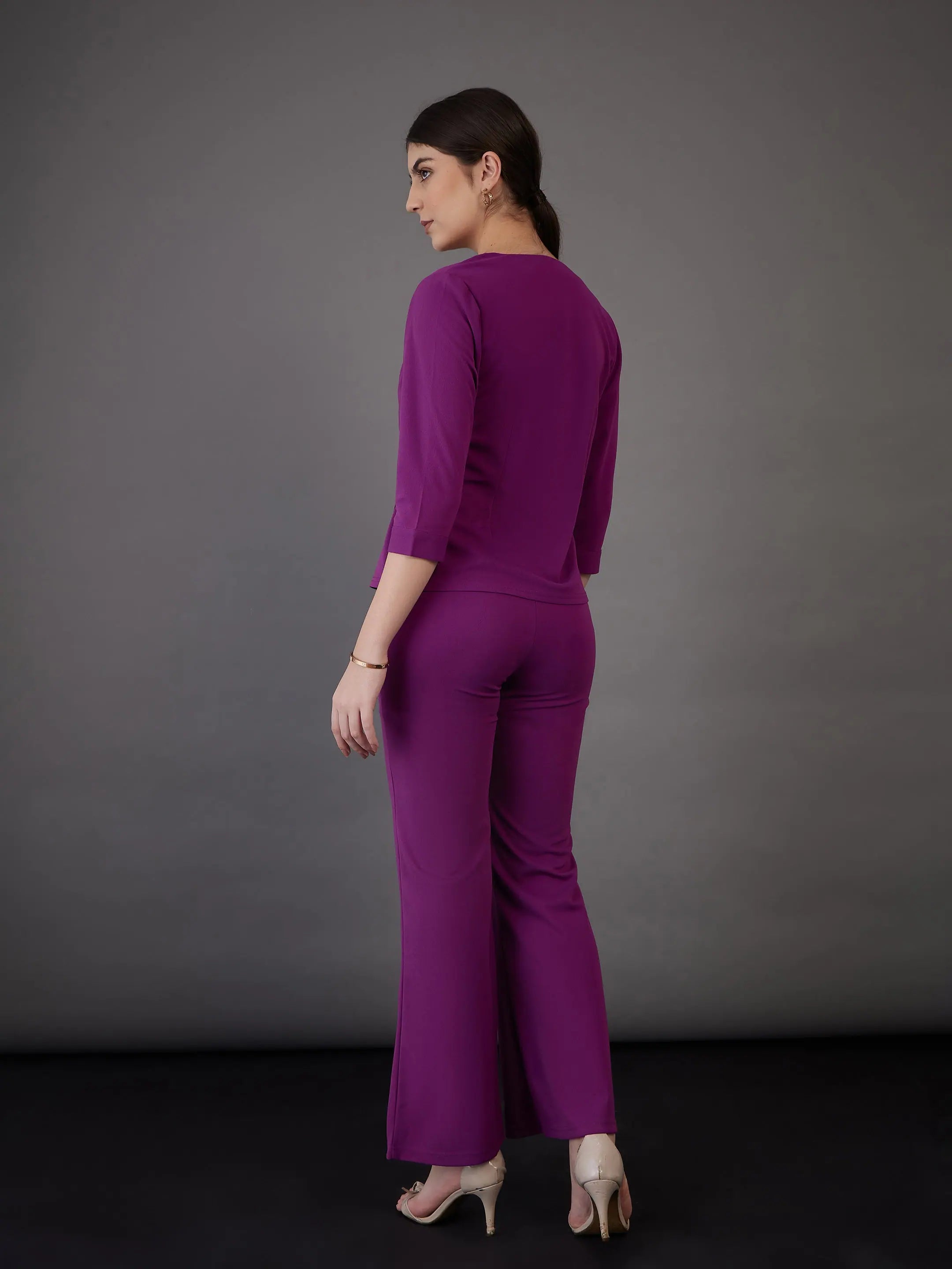 Purple Wrap Top & Bell Bottoms - Western Outfits for Women