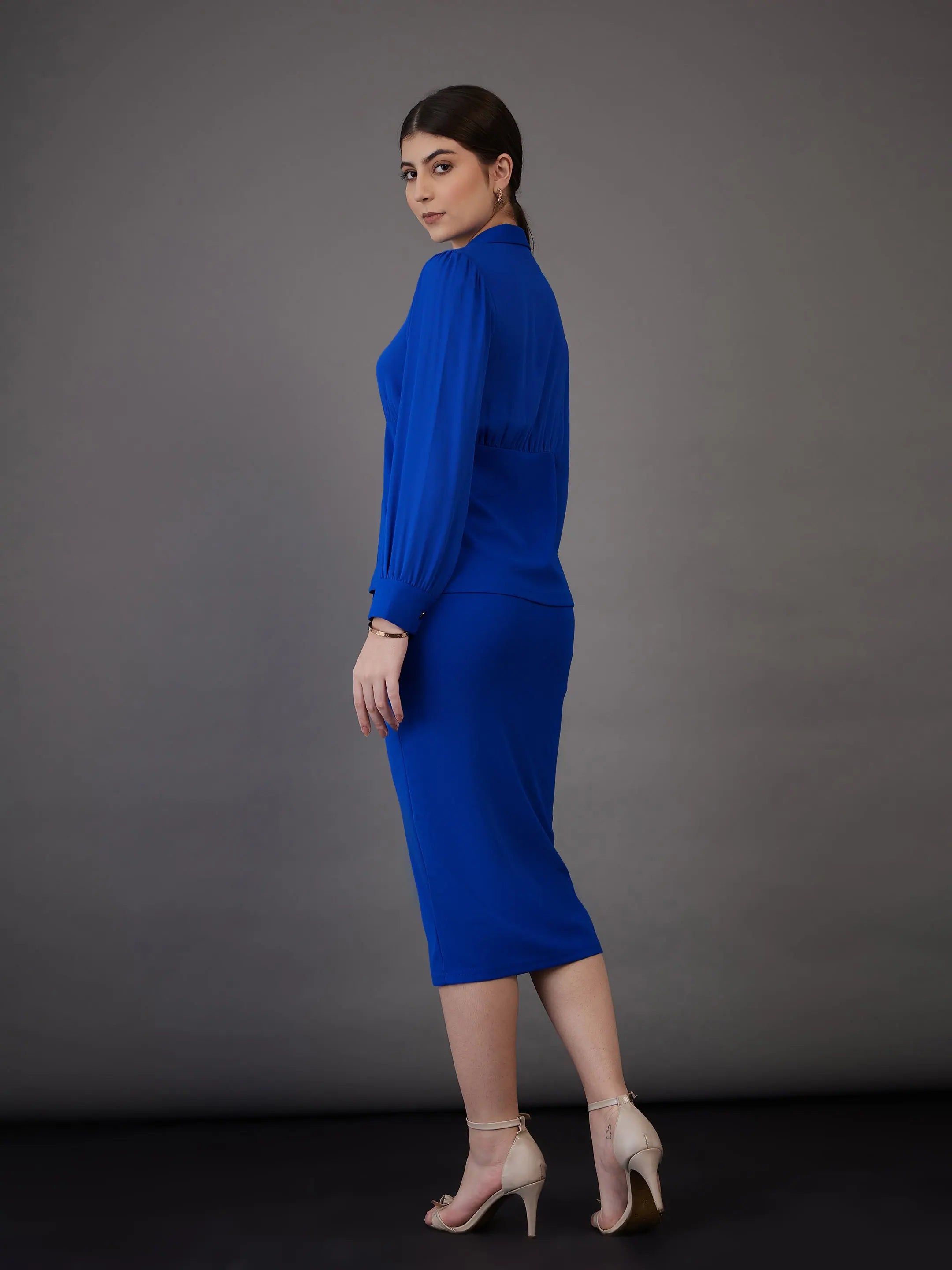 Royal Blue Peplum Top & Skirt - Women's Western Clothing