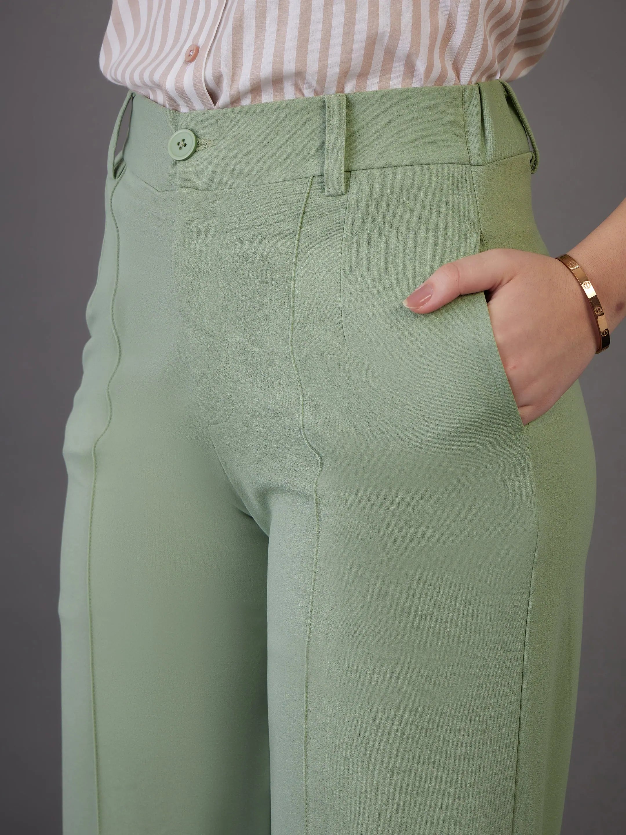 Green Darted Pants - Women's Western Wear | Canton Knit