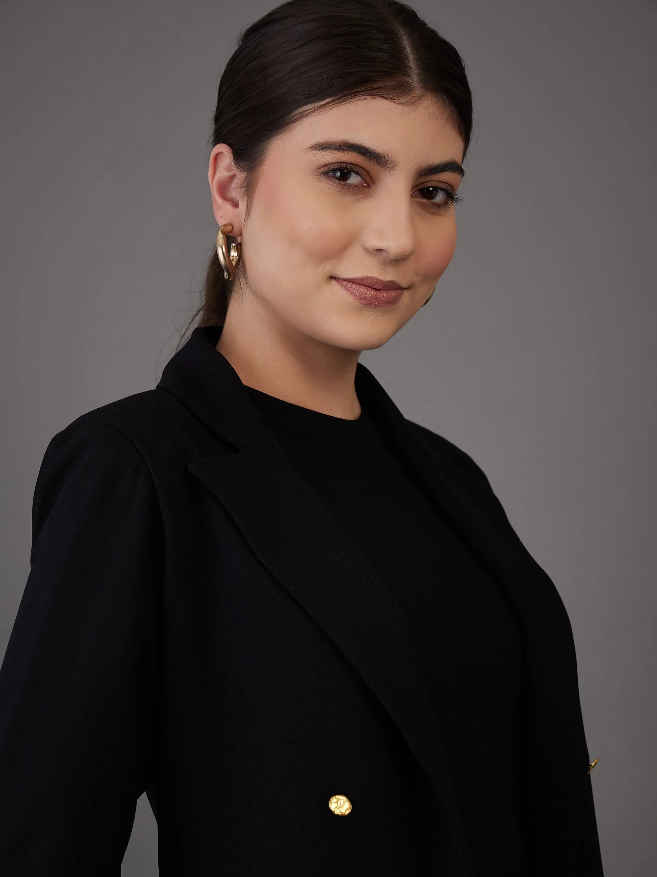 Black Notch Collar Blazer - Women's Western Wear Outfits