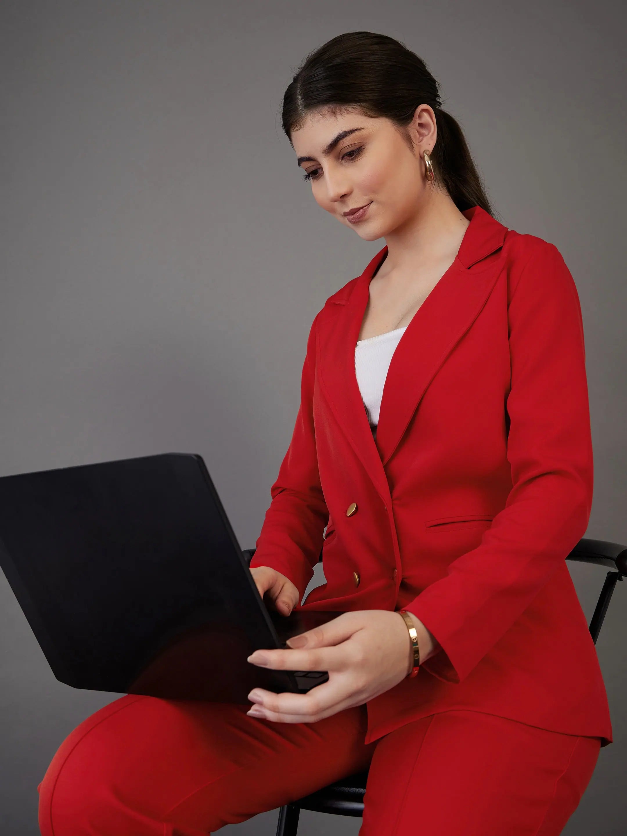 Women's Orange Double-Breasted Linen Blazer | Western Wear