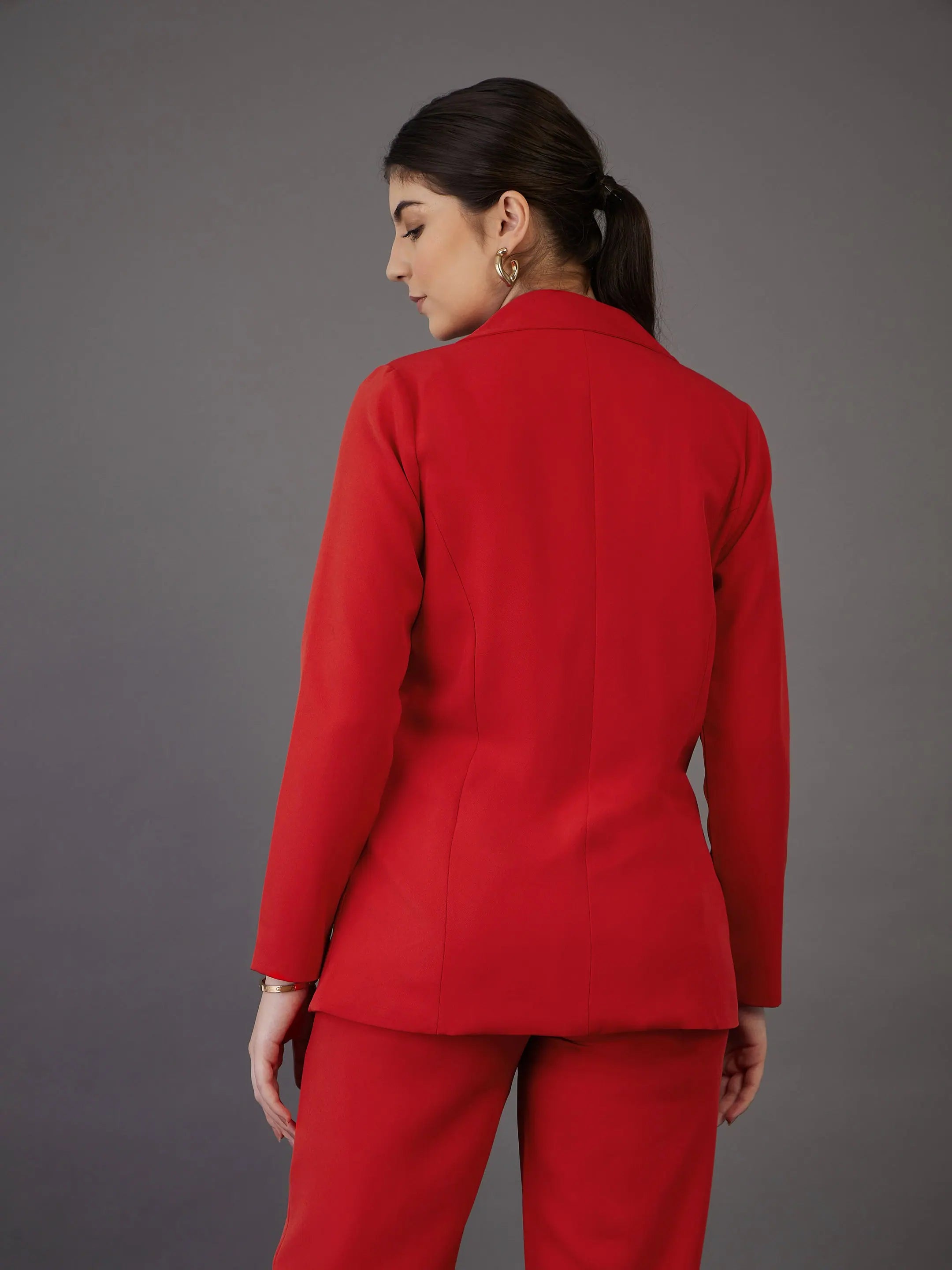 Women's Orange Double-Breasted Linen Blazer | Western Wear