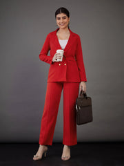 Women Orange Double-Breasted Blazer