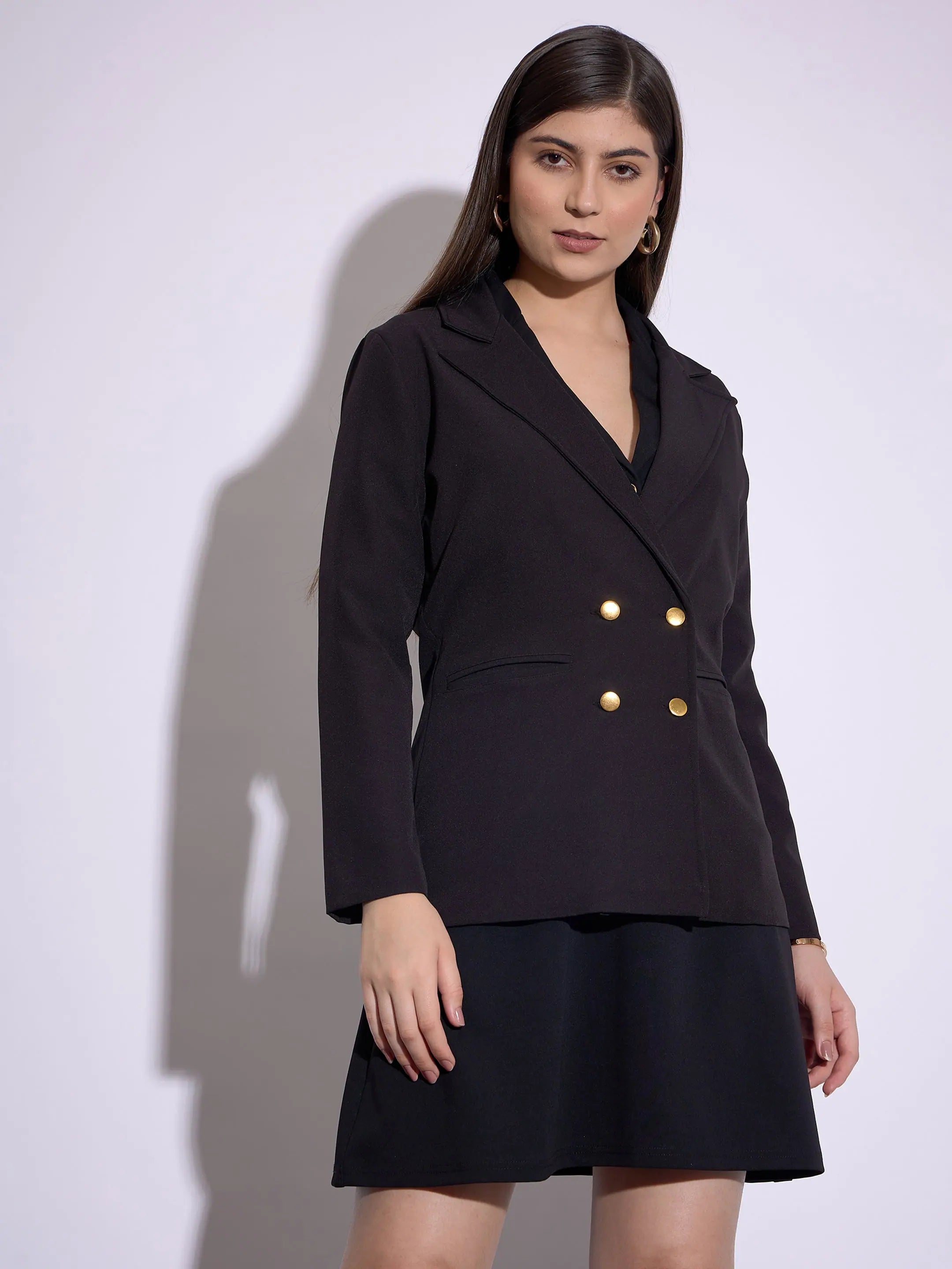 Women's Black Linen Blazer - Western Outfits for Women