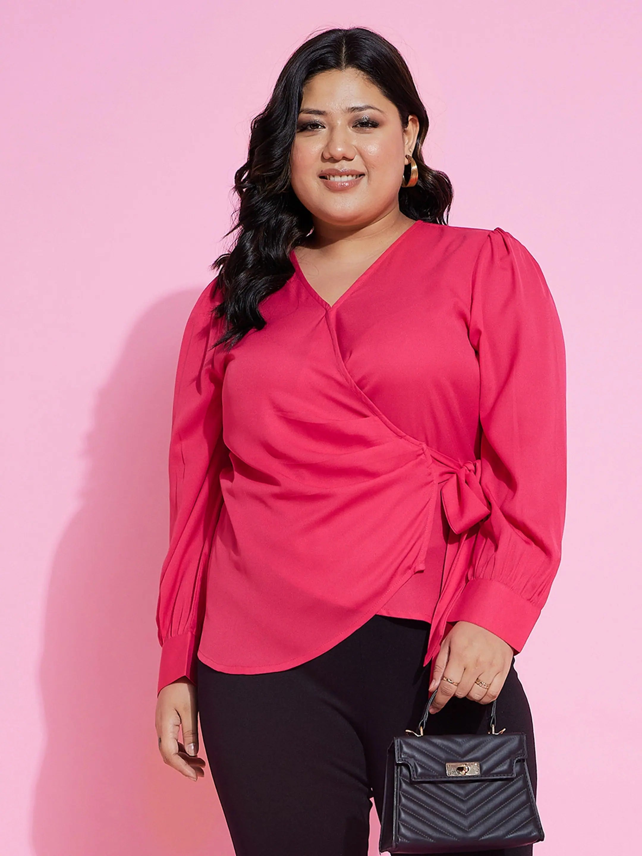 Maroon Peplum Top - Women's Western Wear with Side Knot Detail