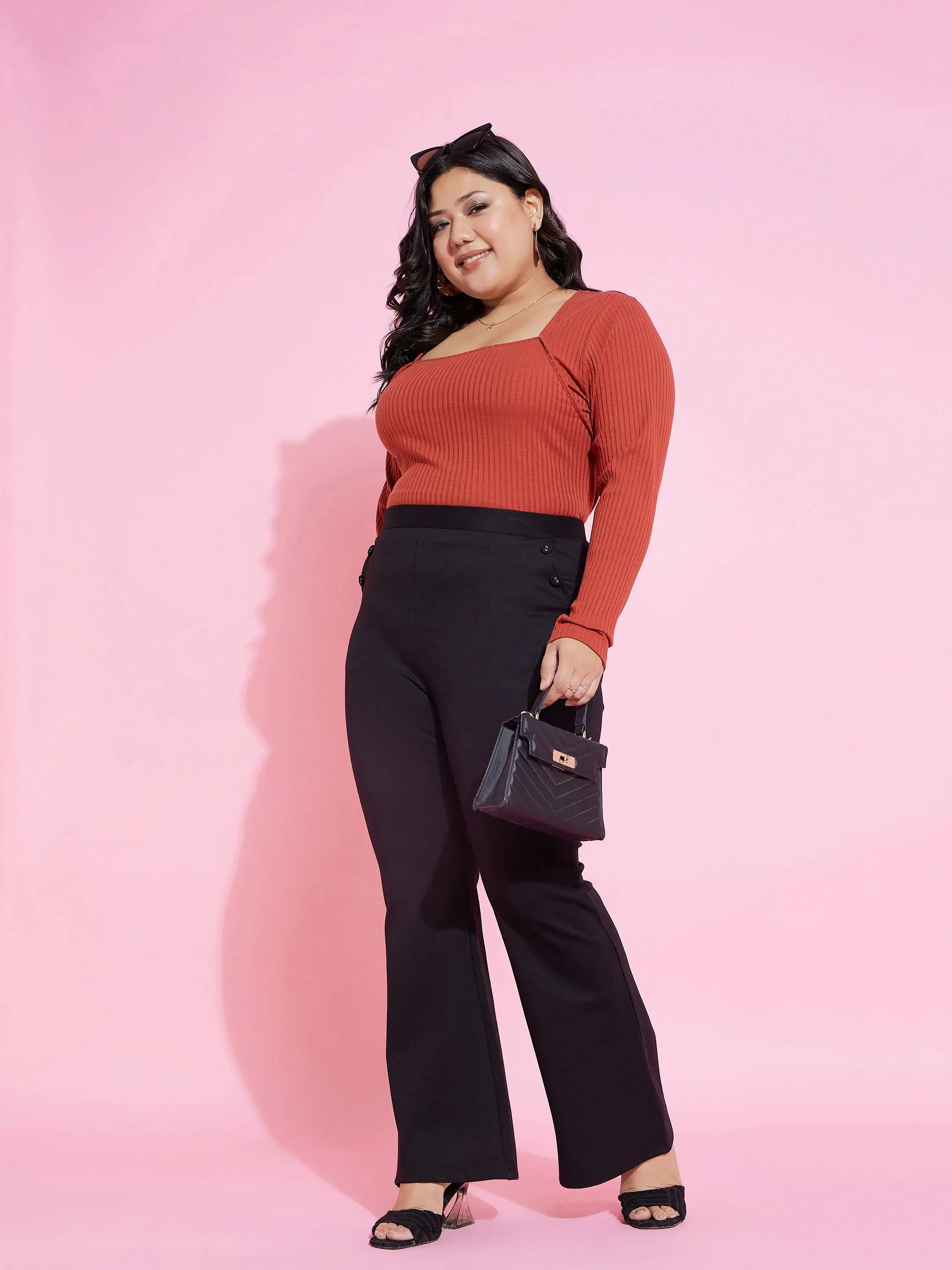 Rust Rib Empire Neck Top - Women's Western Wear & Outfits