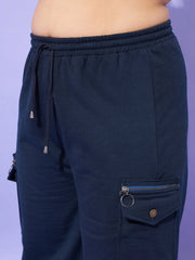 Women Navy Fleece Chicago Zipper Sweatshirt With Joggers