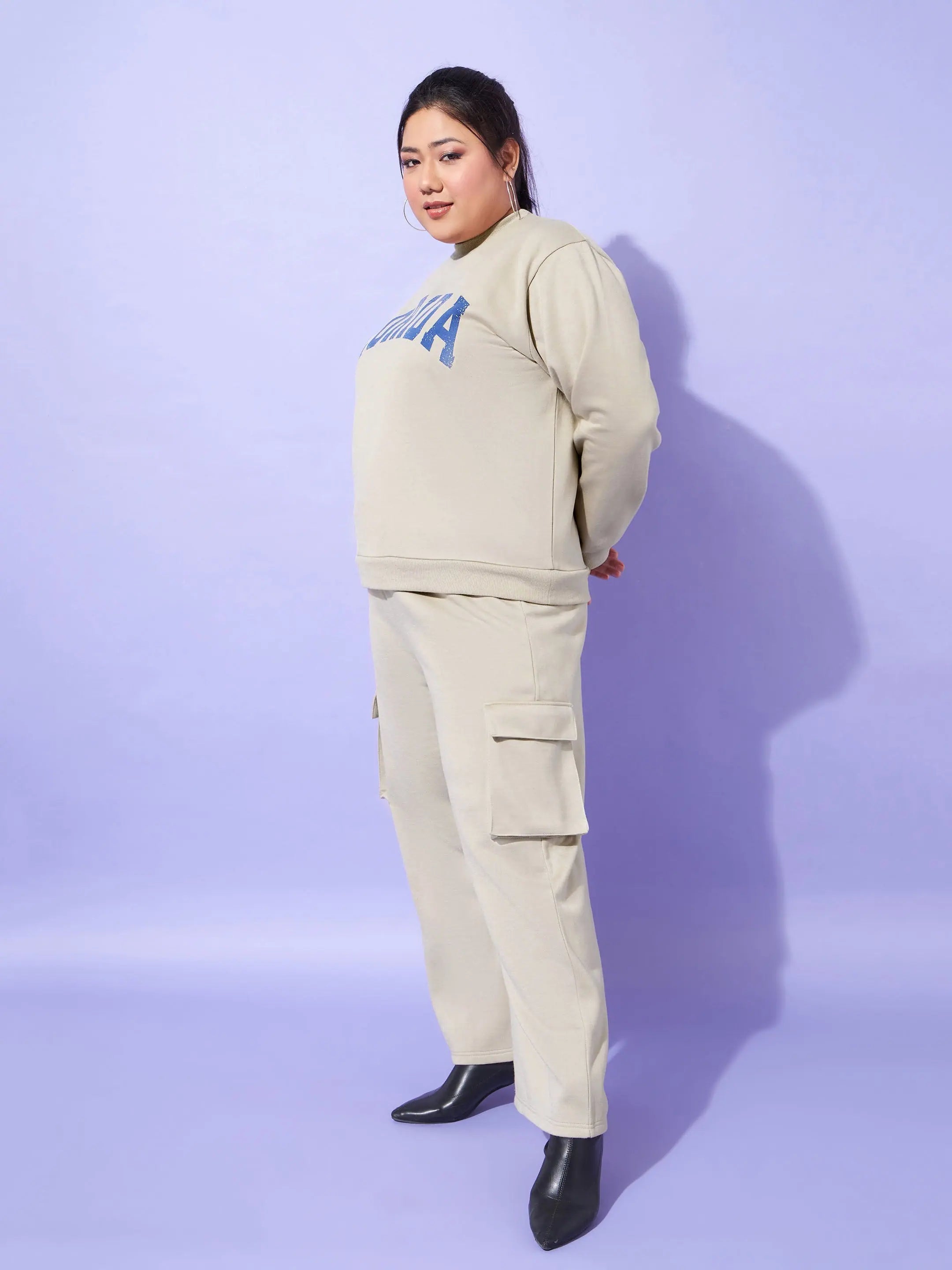 Grey Fleece Florida Sweatshirt and Track Pants - Women's Lehenga