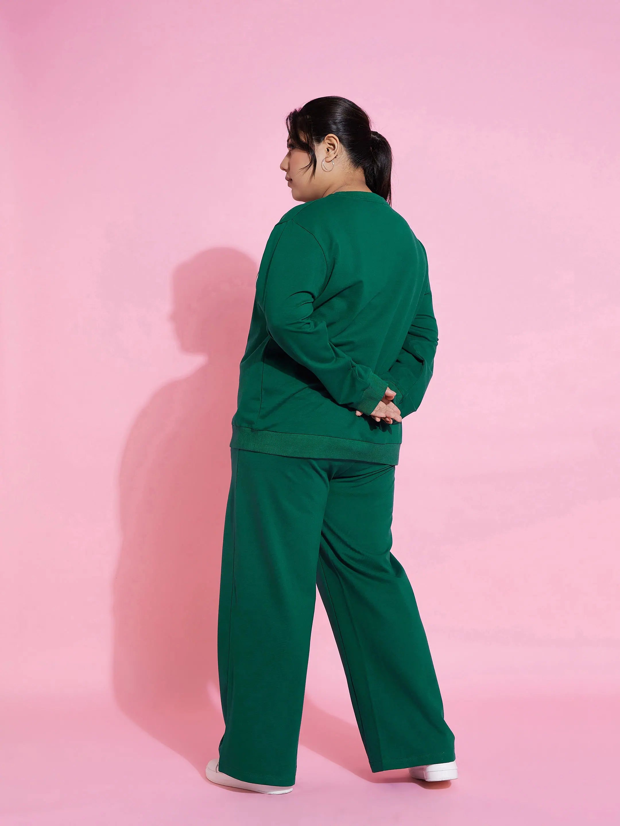 Green California Sweatshirt & Track Pants - Ethnic Lehenga Set